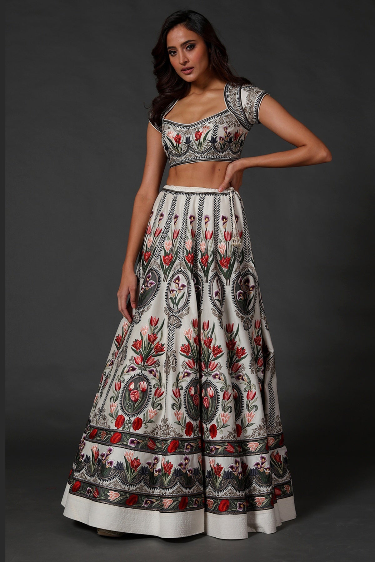 Elegant Ivory Chanderi Lehenga Set