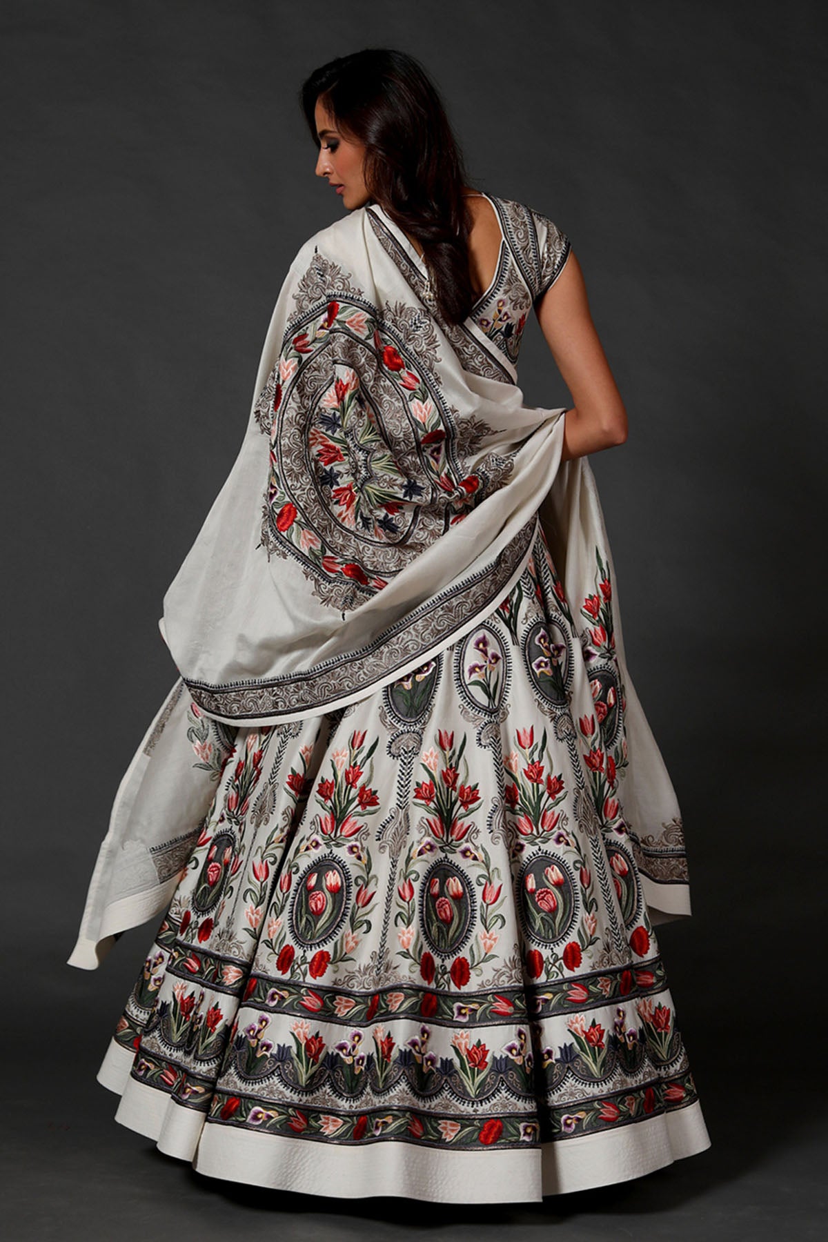 Elegant Ivory Chanderi Lehenga Set