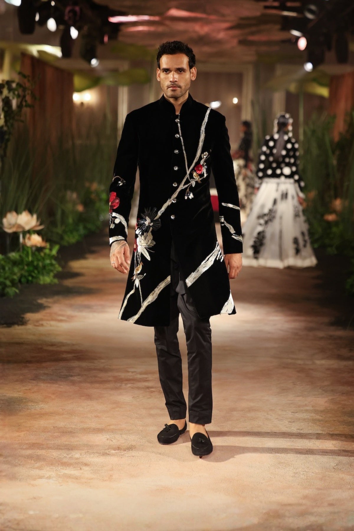 Black Velvet Mens Sherwani