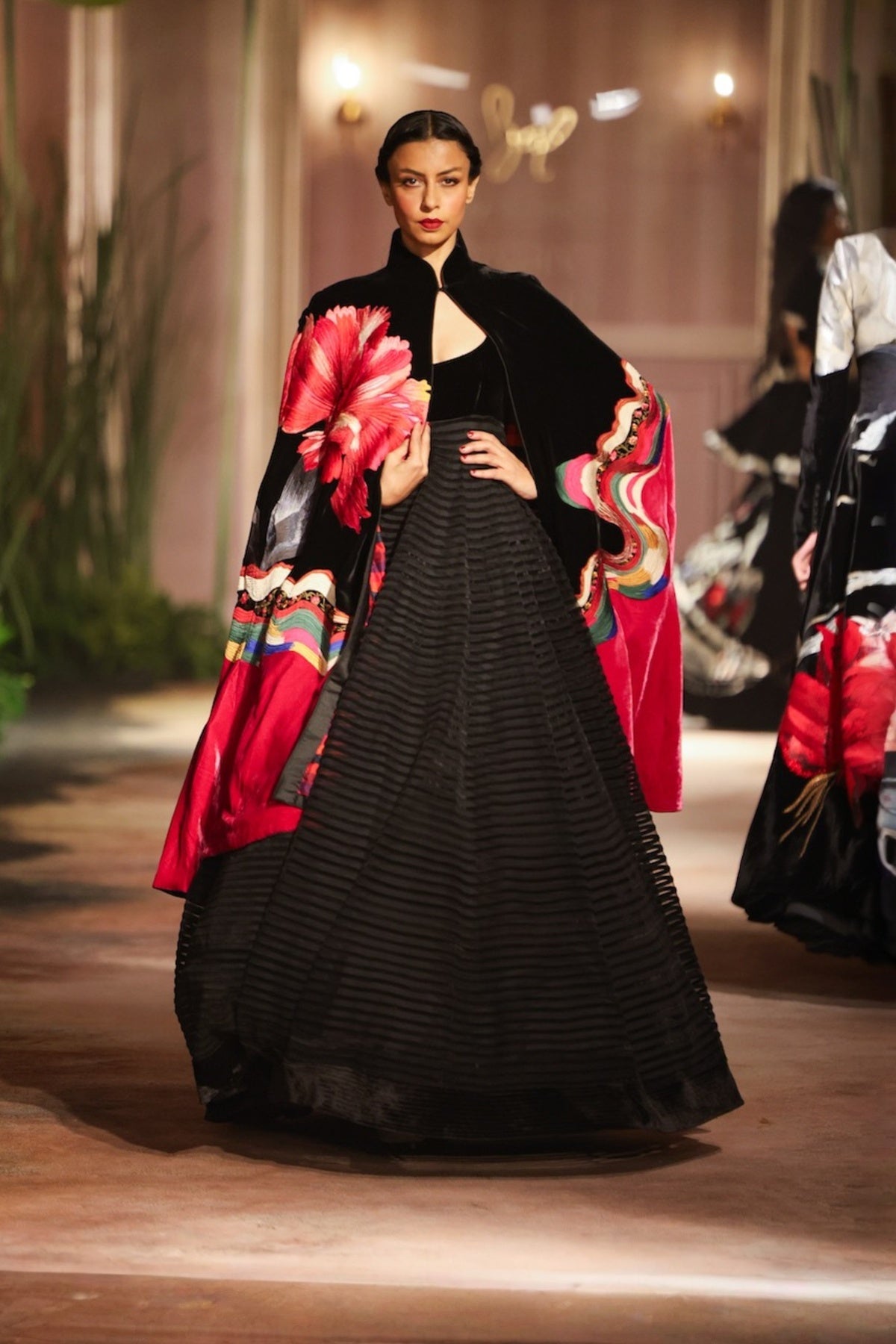 Black Net Anarkali Set
