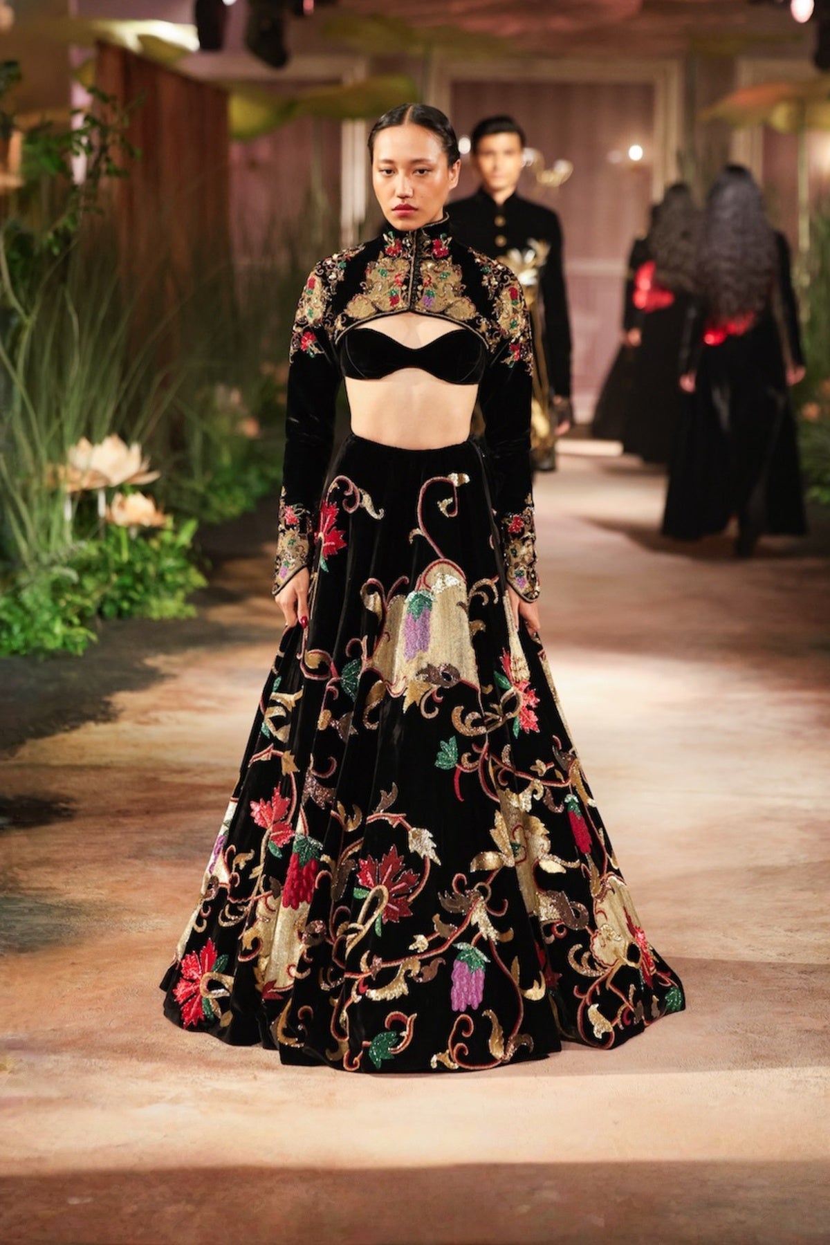Black Velvet Skirt Set