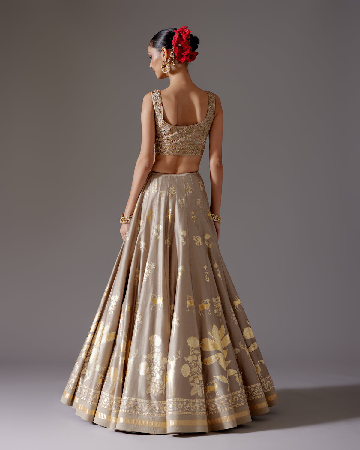 Chanderi Lehenga with Embroidery & Foil Print