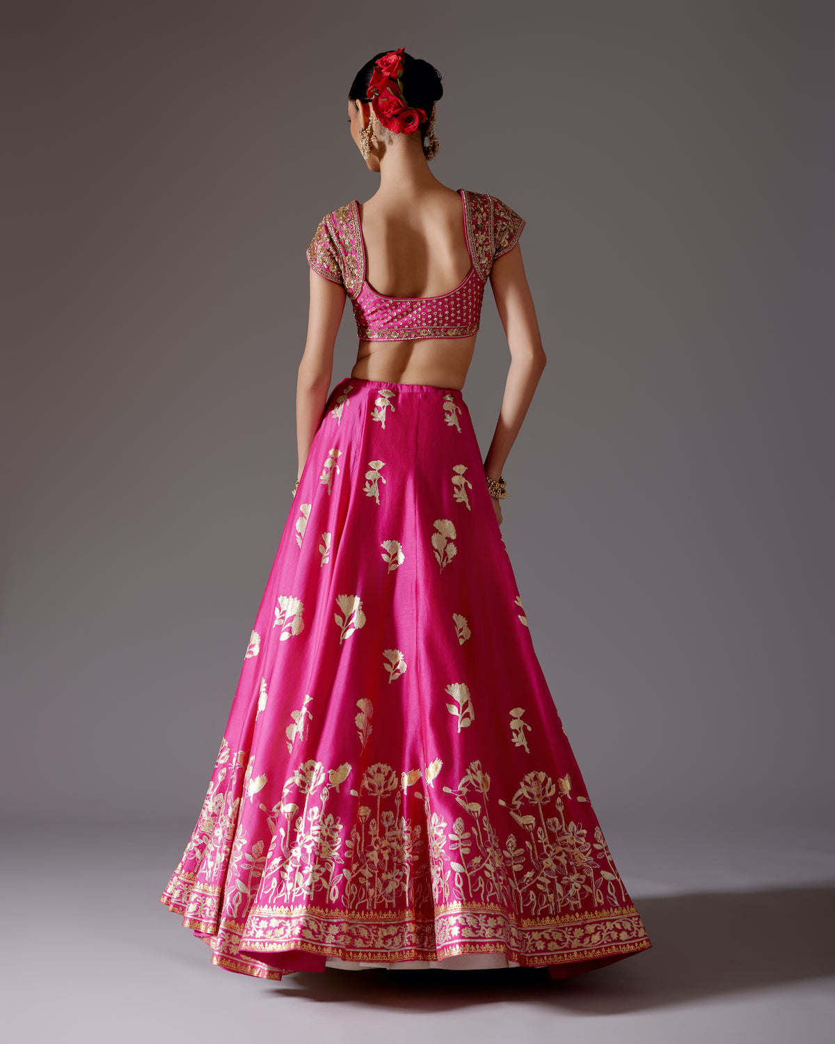 Chanderi Lehenga with Embroidery & Foil Print
