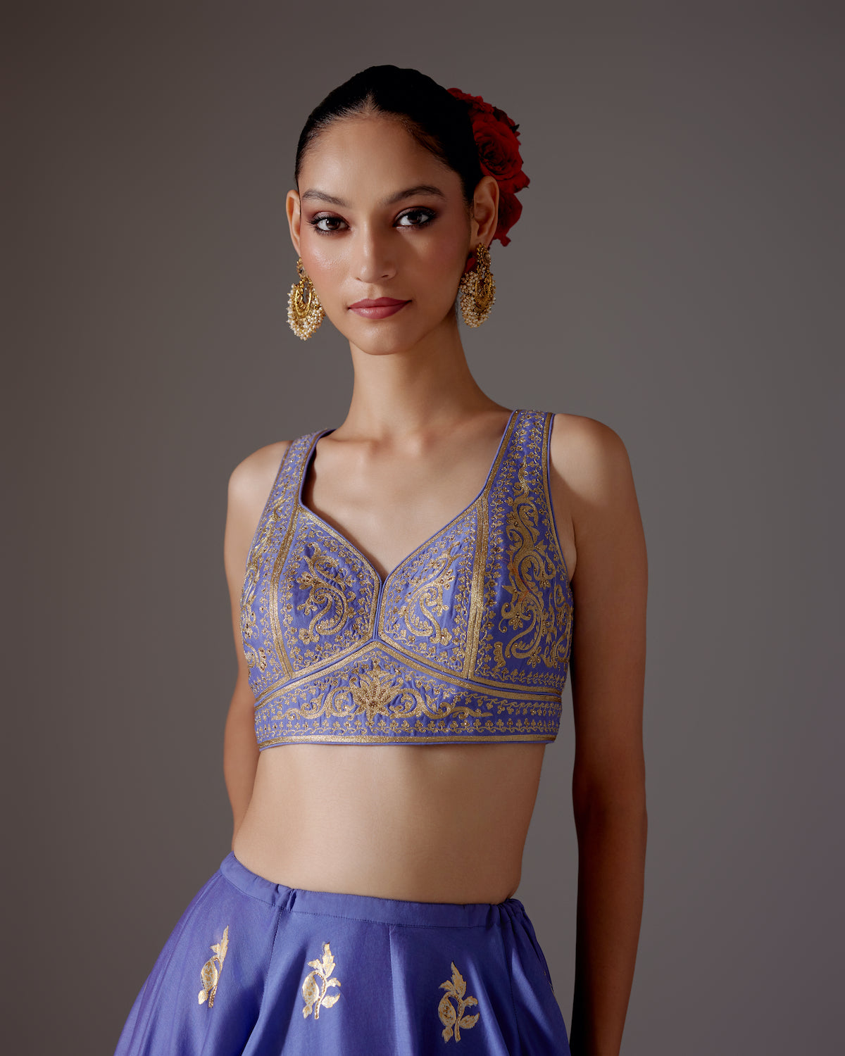 Chanderi Lehenga with Embroidery & Foil Print