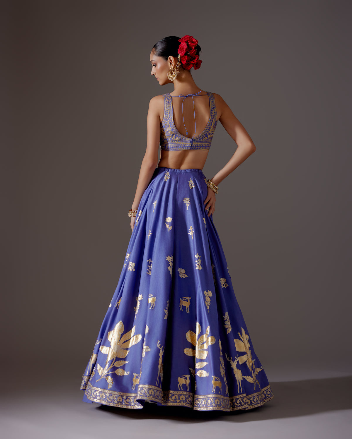 Chanderi Lehenga with Embroidery & Foil Print