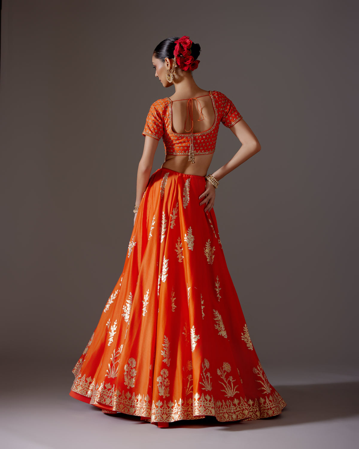 Chanderi Lehenga with Embroidery & Foil Print