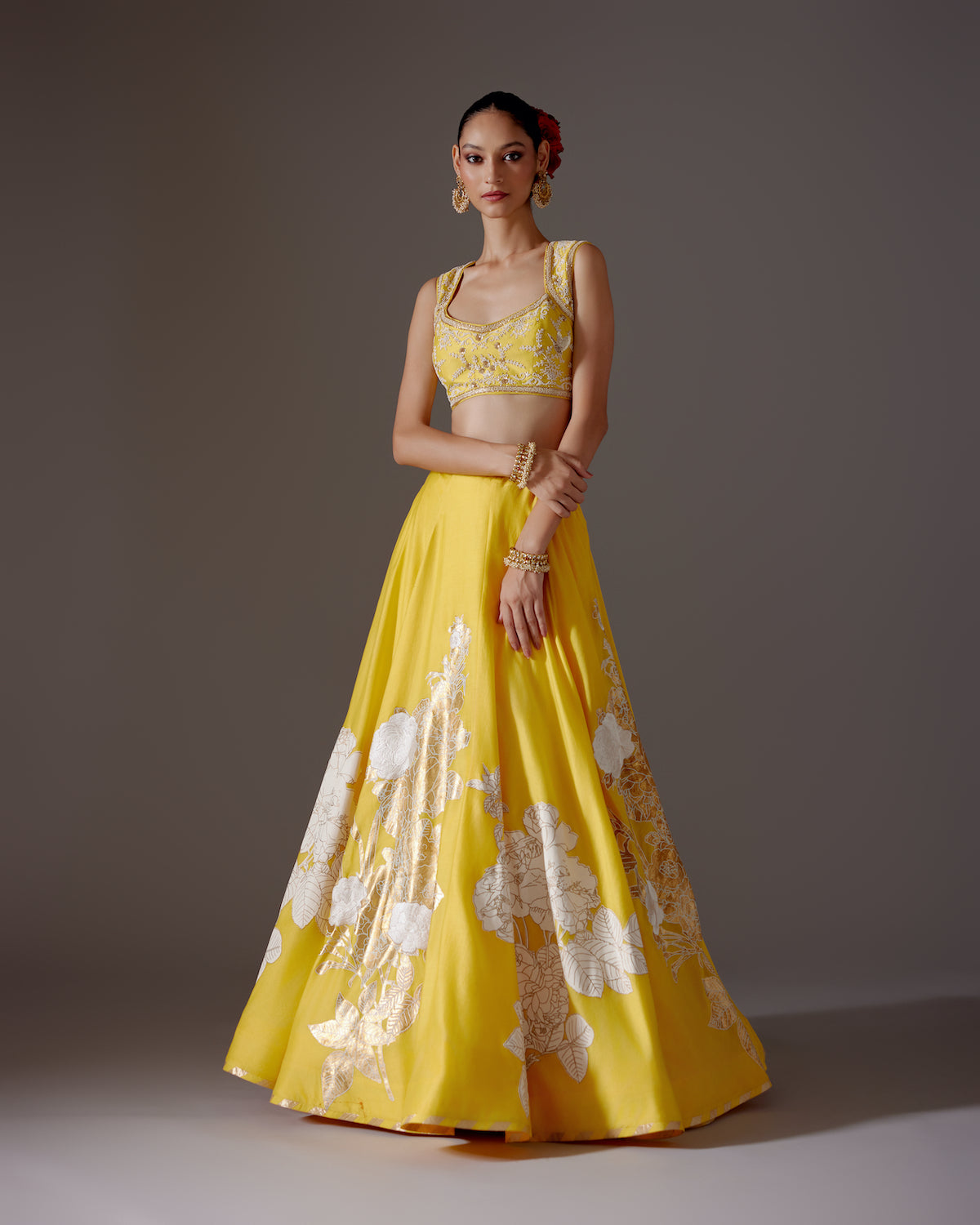 Chanderi Lehenga with Embroidery & Foil Print