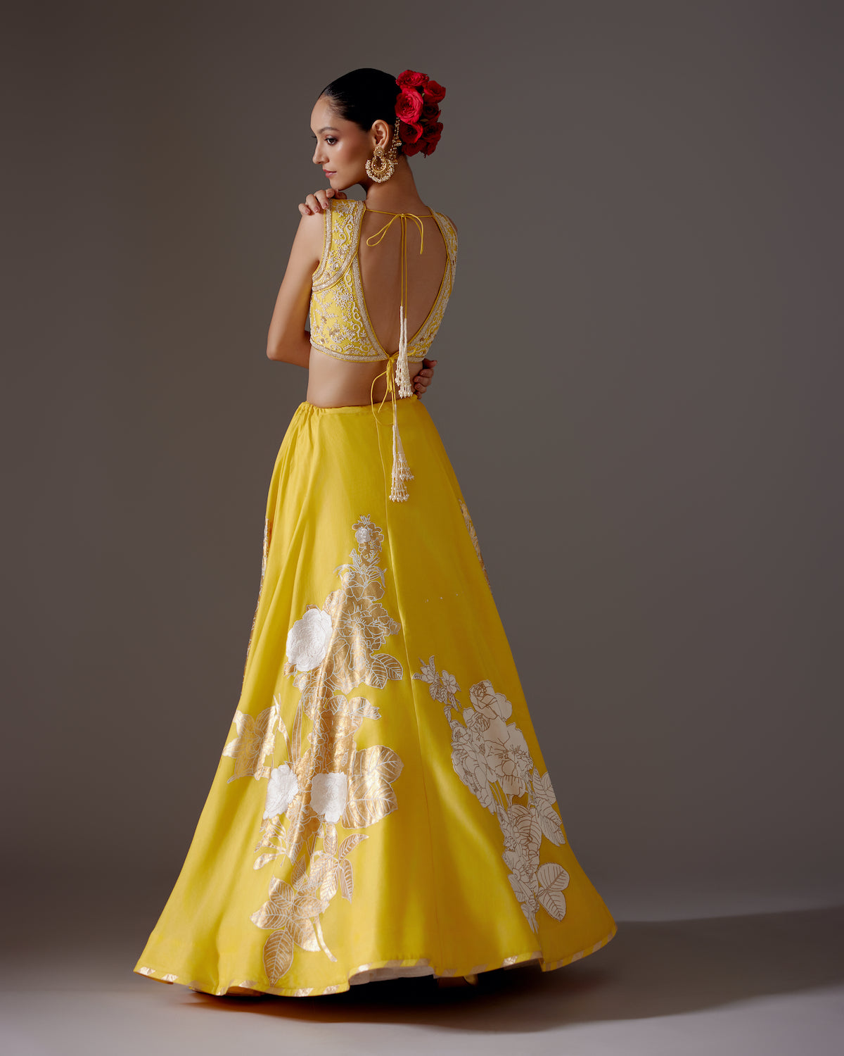 Chanderi Lehenga with Embroidery & Foil Print