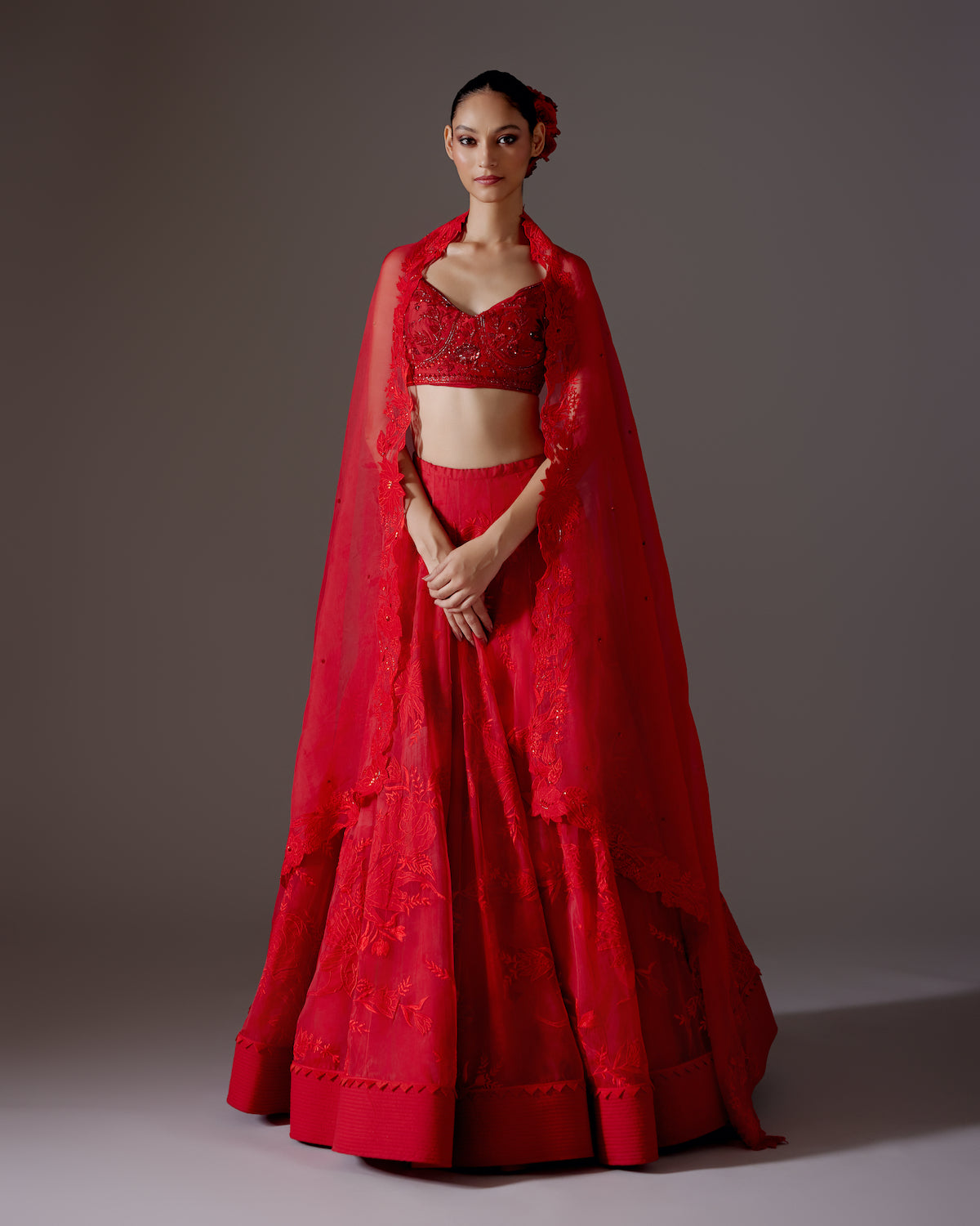 Elegance Organza Lehenga Set with Intricate Embroidery