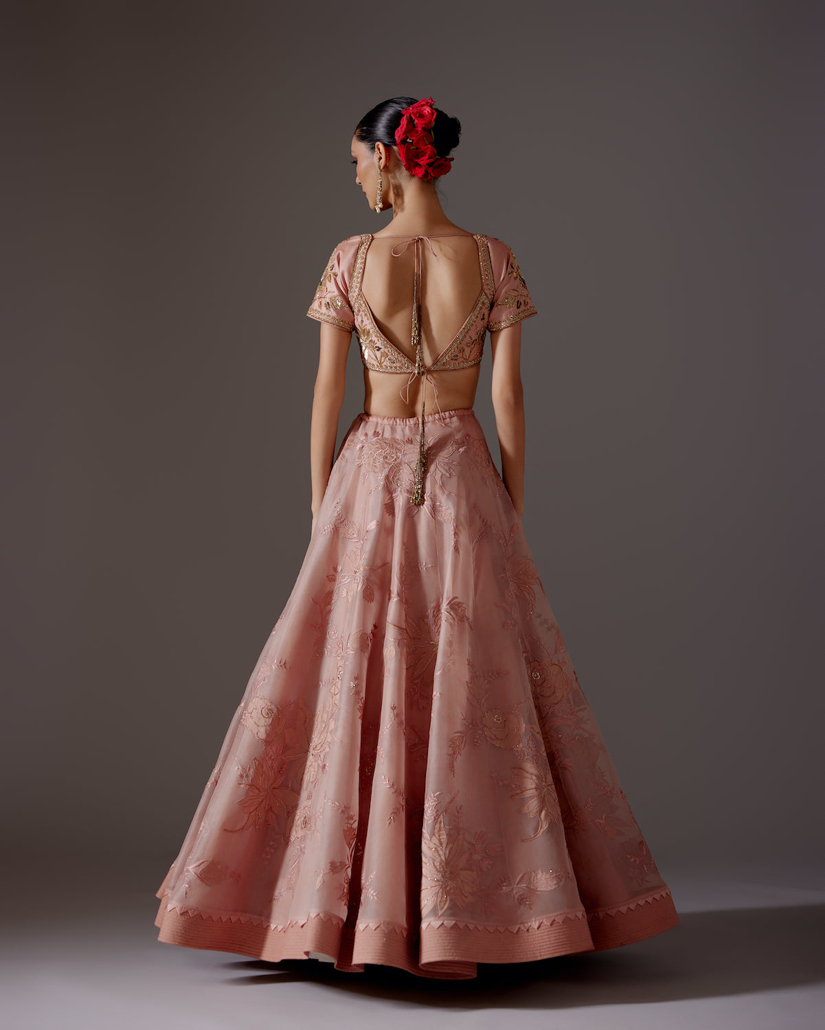 Elegance Appliqué Embroidered Organza Lehenga Set