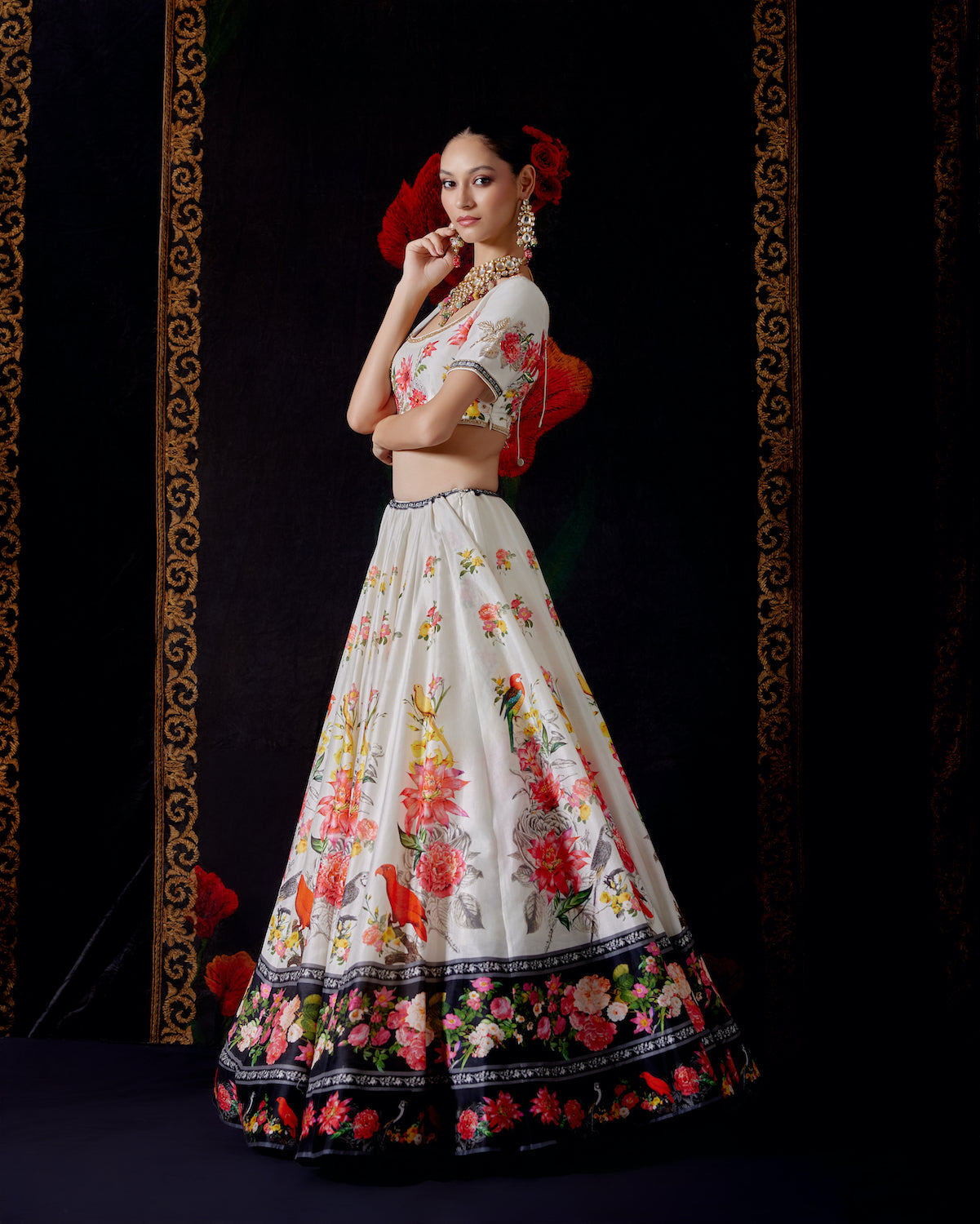Floral Charm Chanderi Lehenga Set with Embroidered Elegance