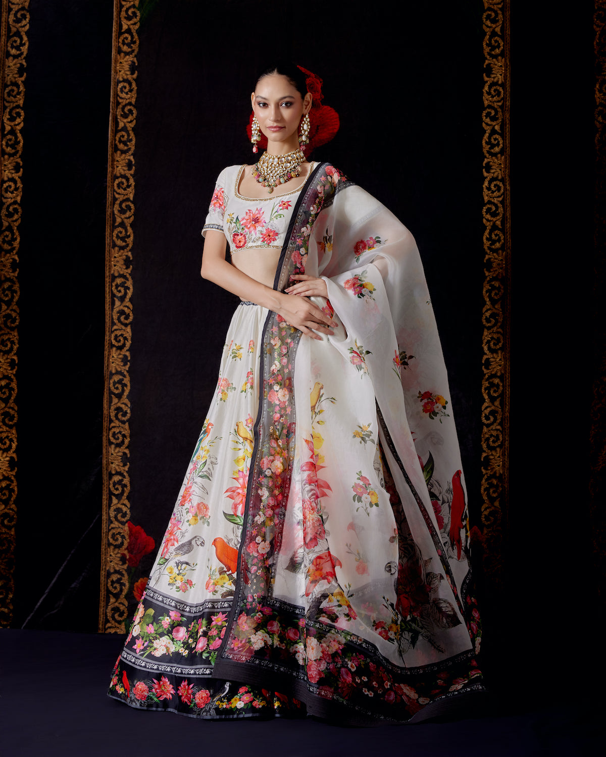 Floral Charm Chanderi Lehenga Set with Embroidered Elegance