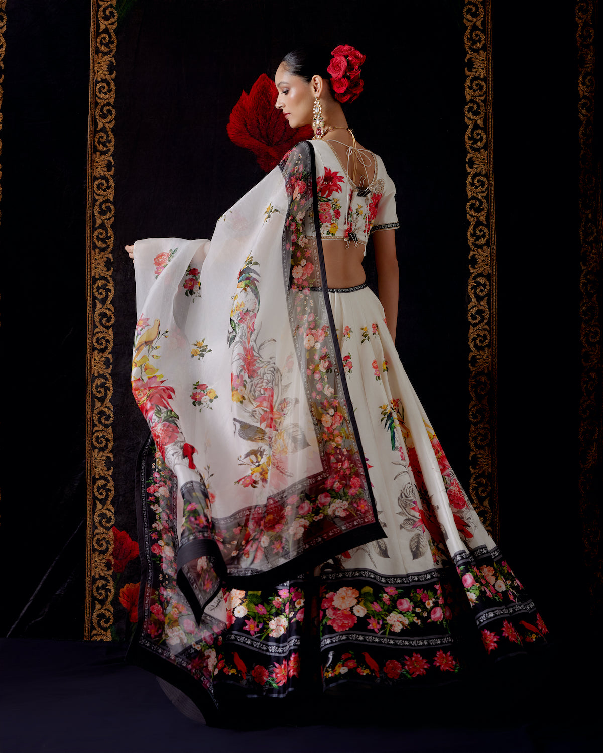 Floral Charm Chanderi Lehenga Set with Embroidered Elegance