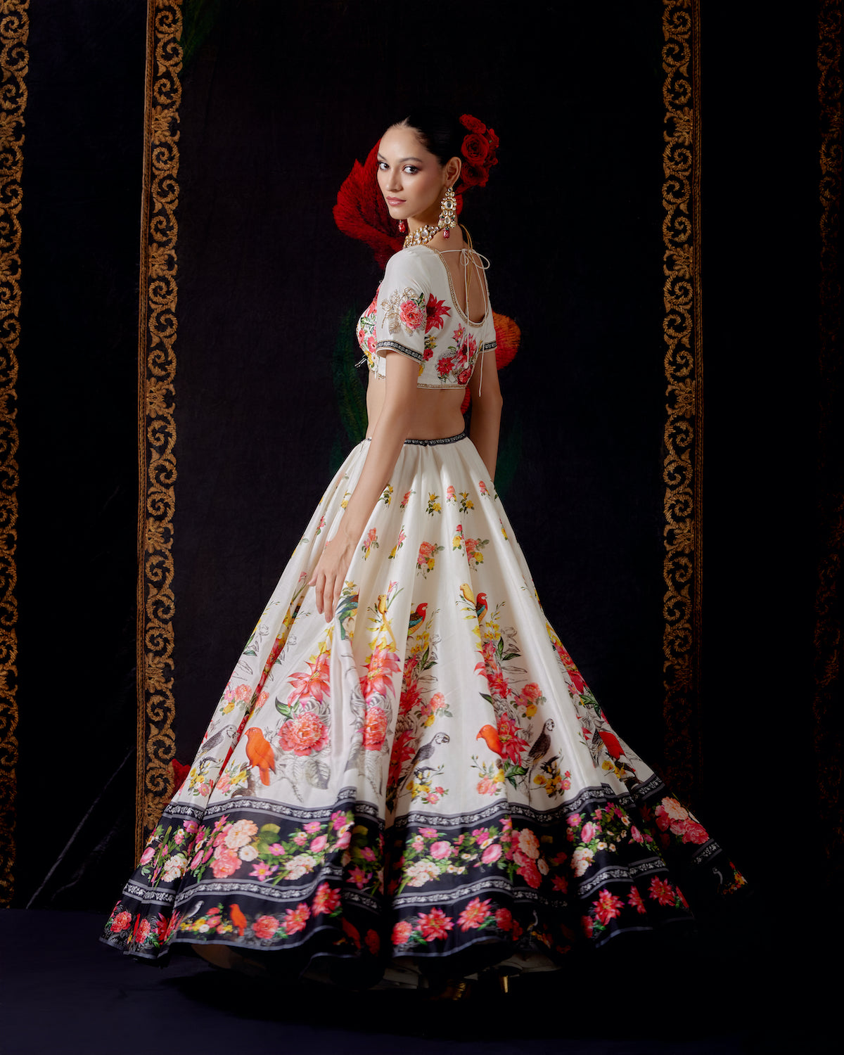 Floral Charm Chanderi Lehenga Set with Embroidered Elegance