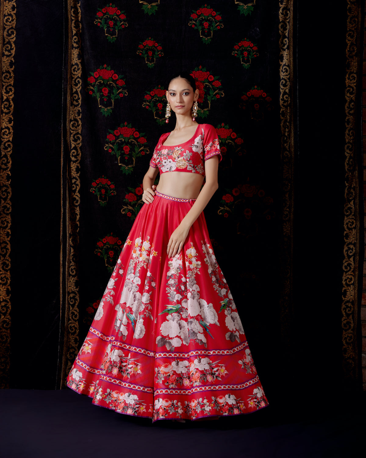 Floral Charm Chanderi Lehenga Set with Embroidered Elegance