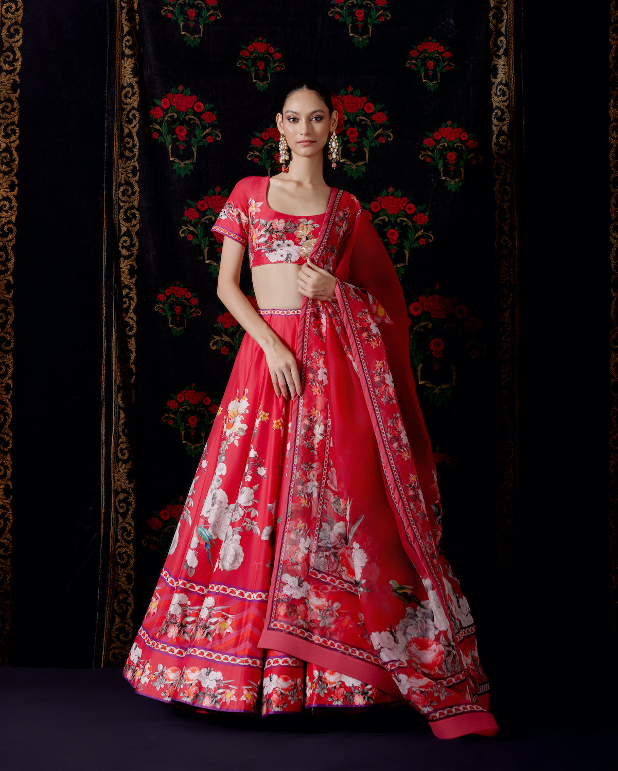 Floral Charm Chanderi Lehenga Set with Embroidered Elegance