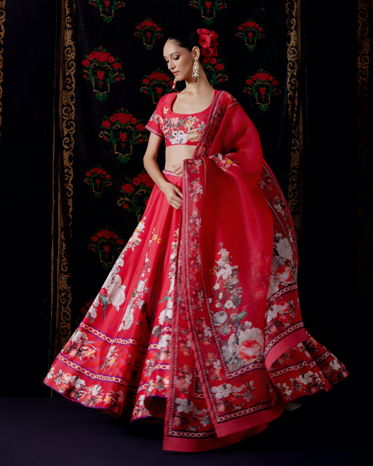 Floral Charm Chanderi Lehenga Set with Embroidered Elegance