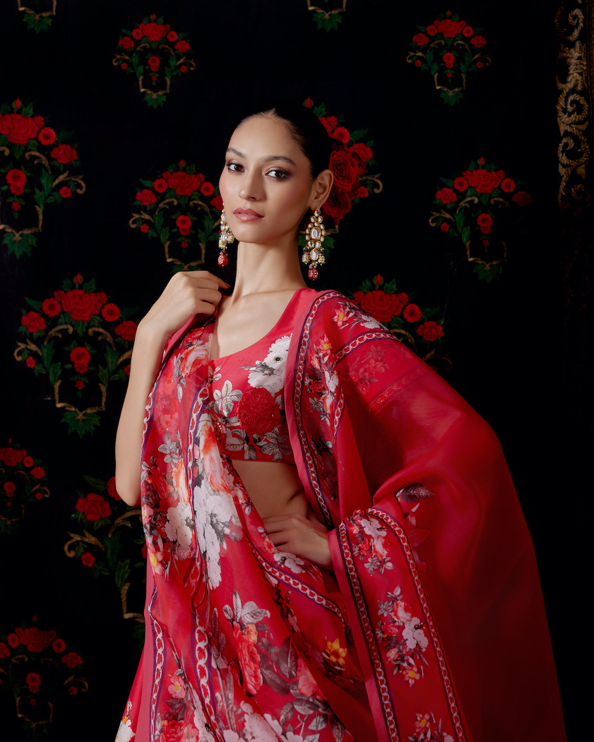 Floral Charm Chanderi Lehenga Set with Embroidered Elegance