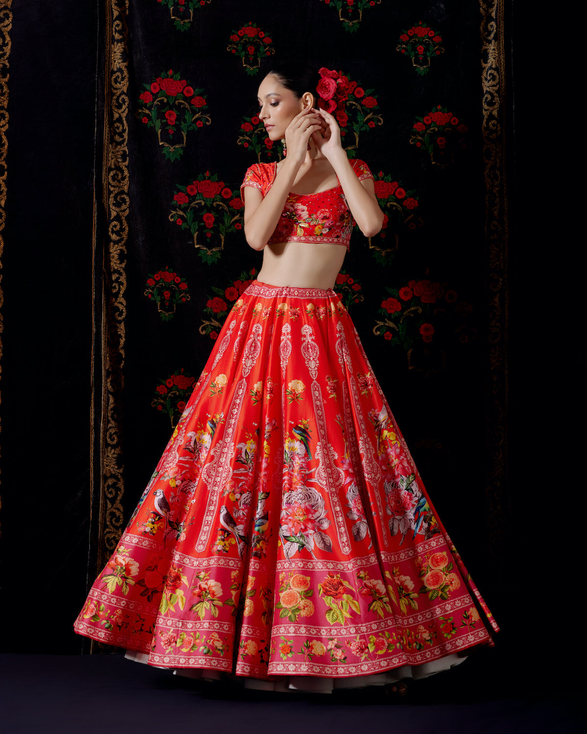 Floral Charm Chanderi Lehenga Set with Embroidered Elegance