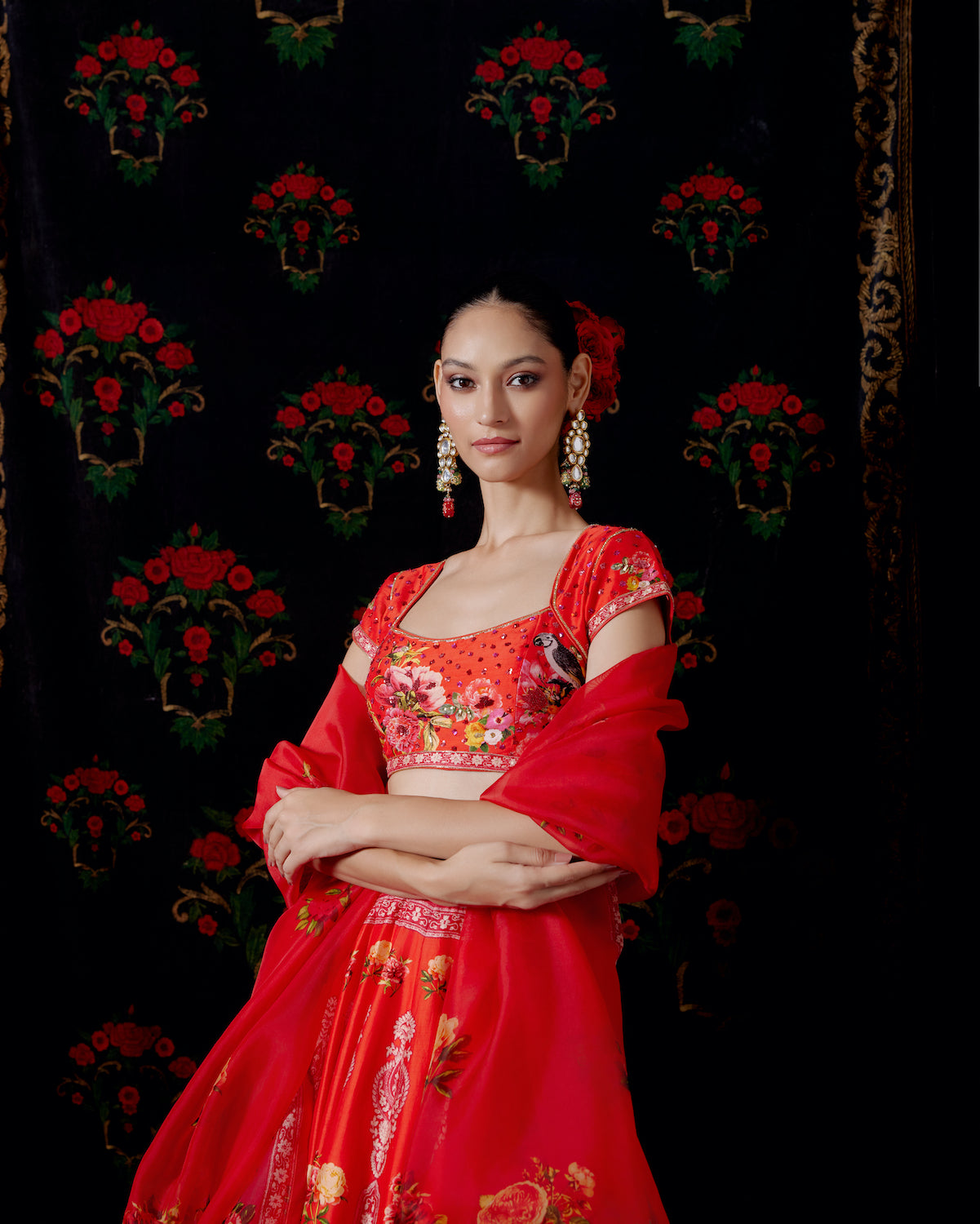 Floral Charm Chanderi Lehenga Set with Embroidered Elegance
