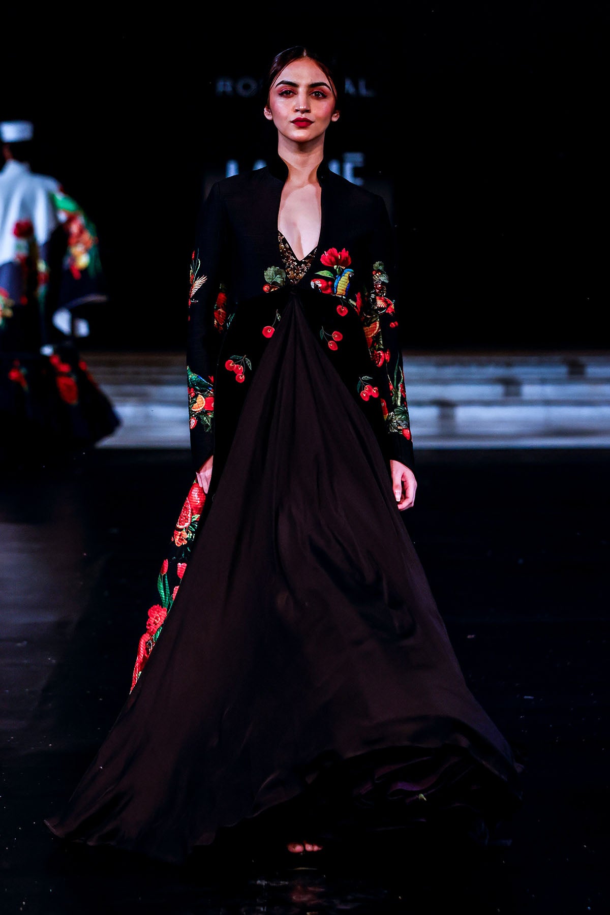 Long Printed Jacket With Inner Anarkali