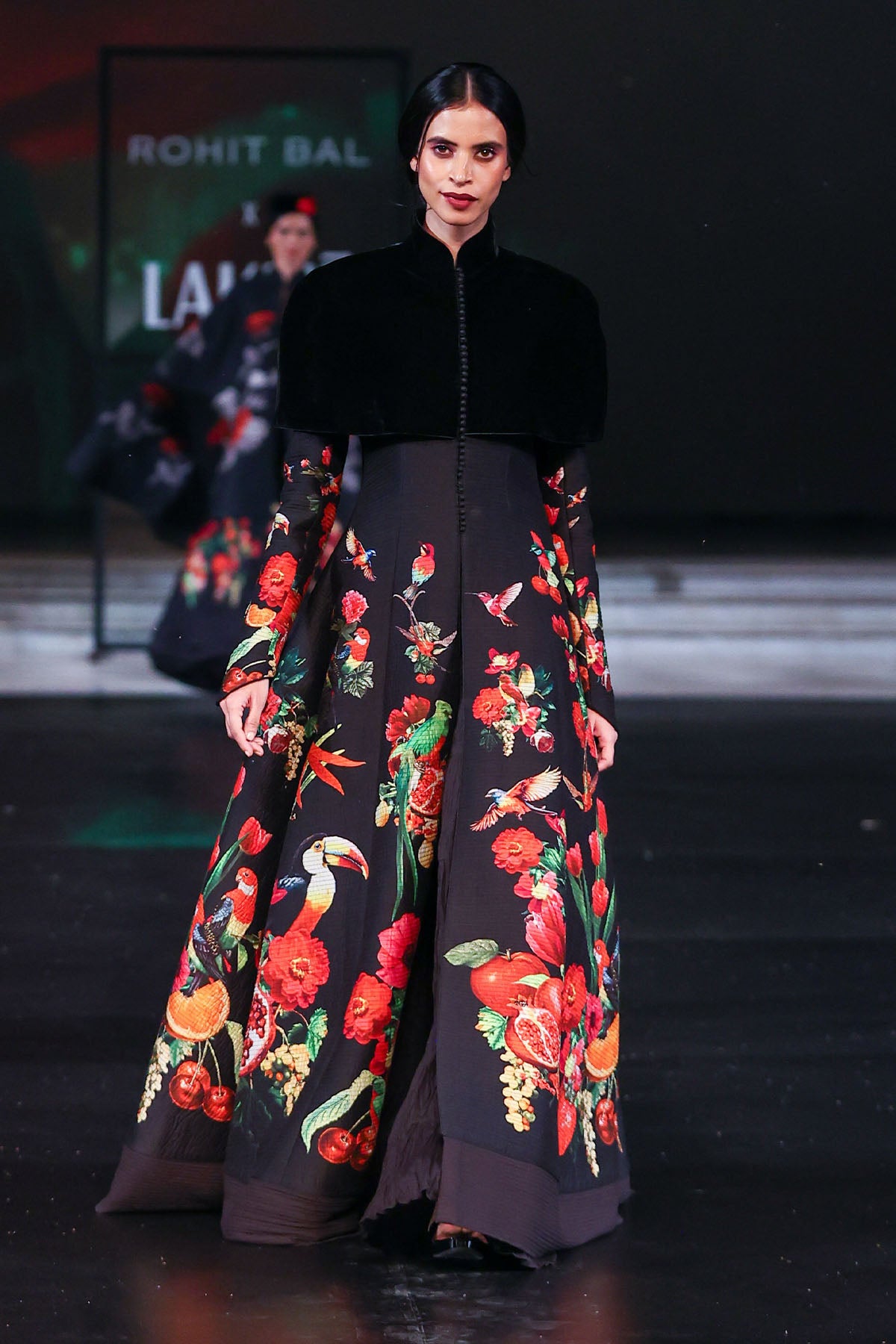 Chanderi Long Jacket with Floral Print Quilted