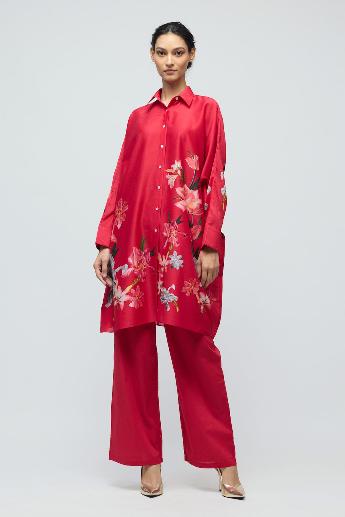 Floral printed Chanderi Tunic