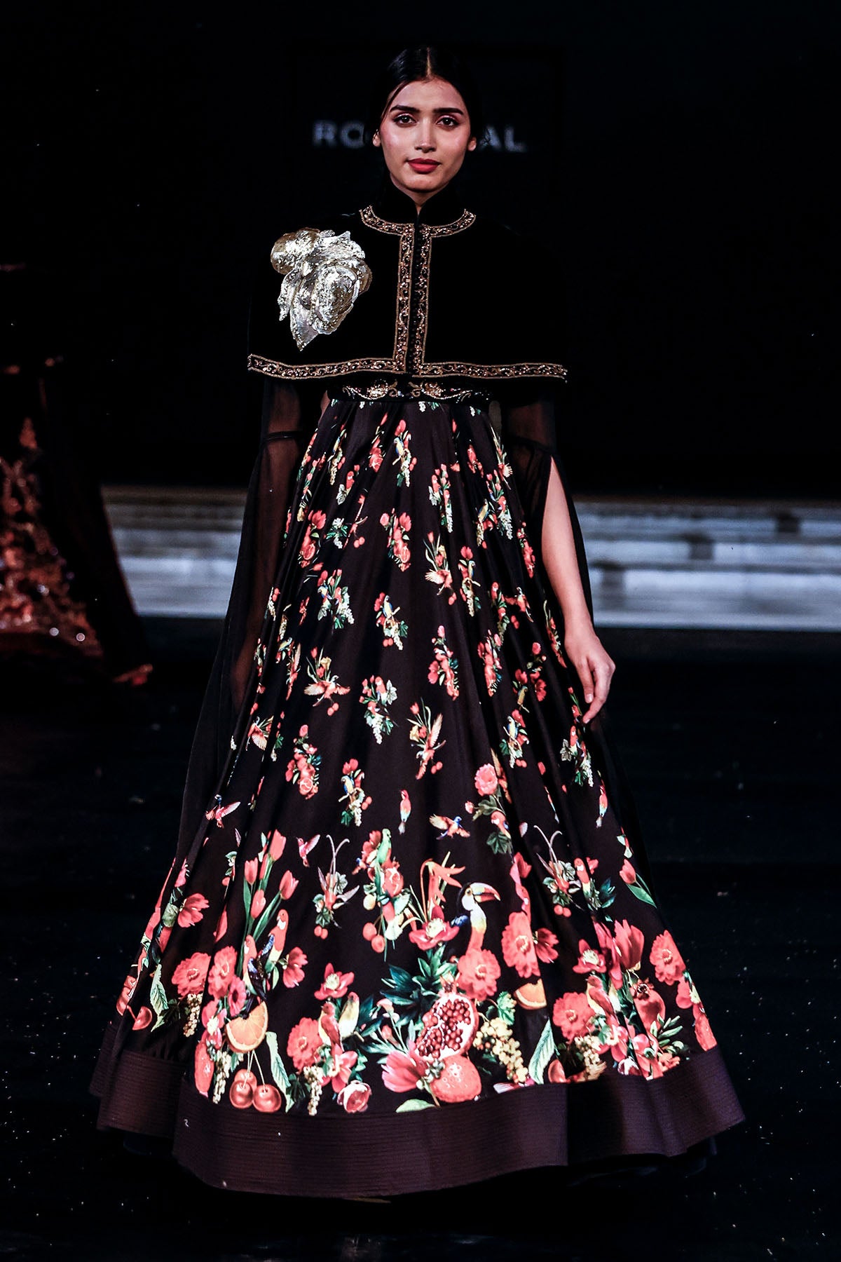 Velvet Cape With Chanderi Anarkali Set