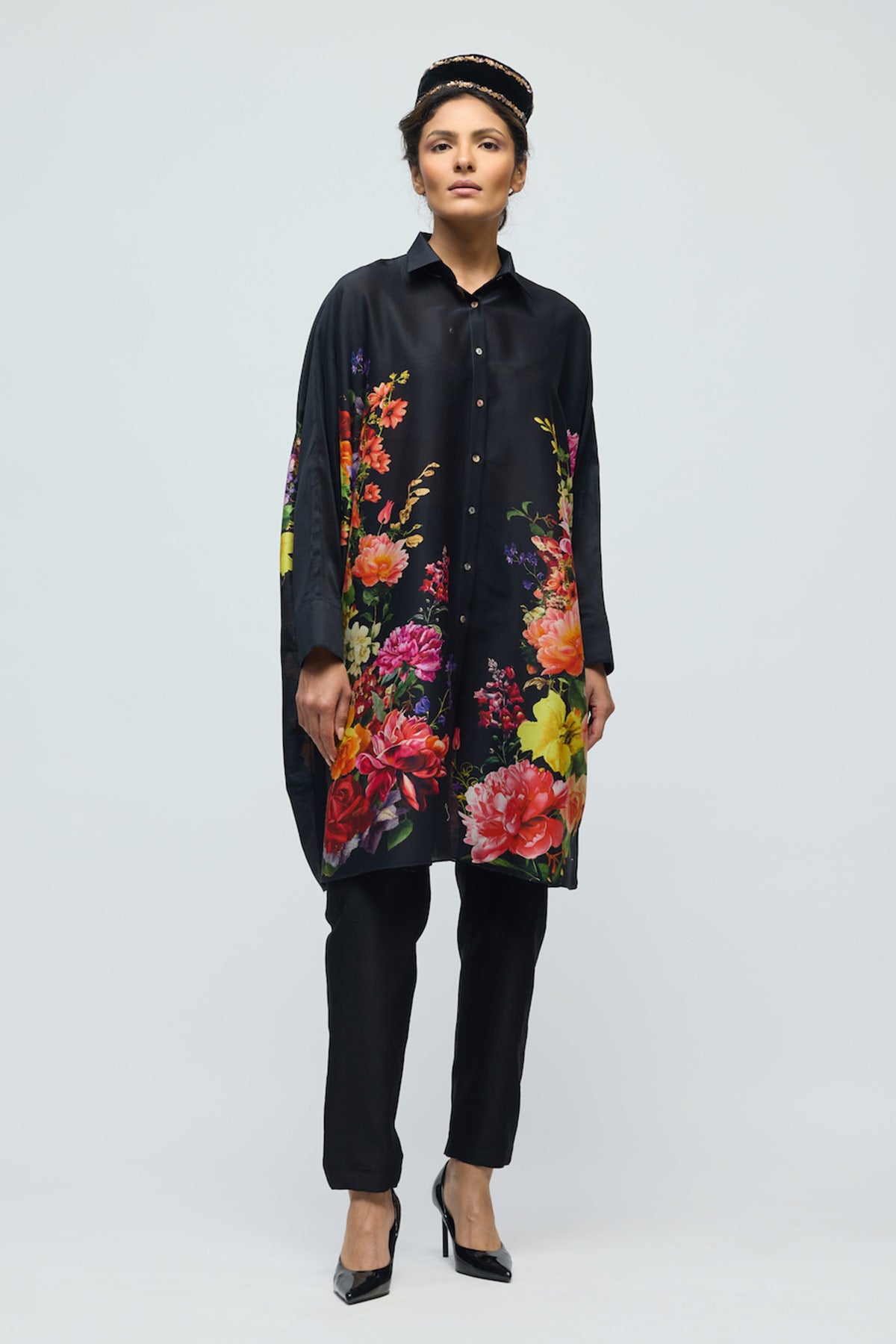 Floral printed Chanderi Tunic