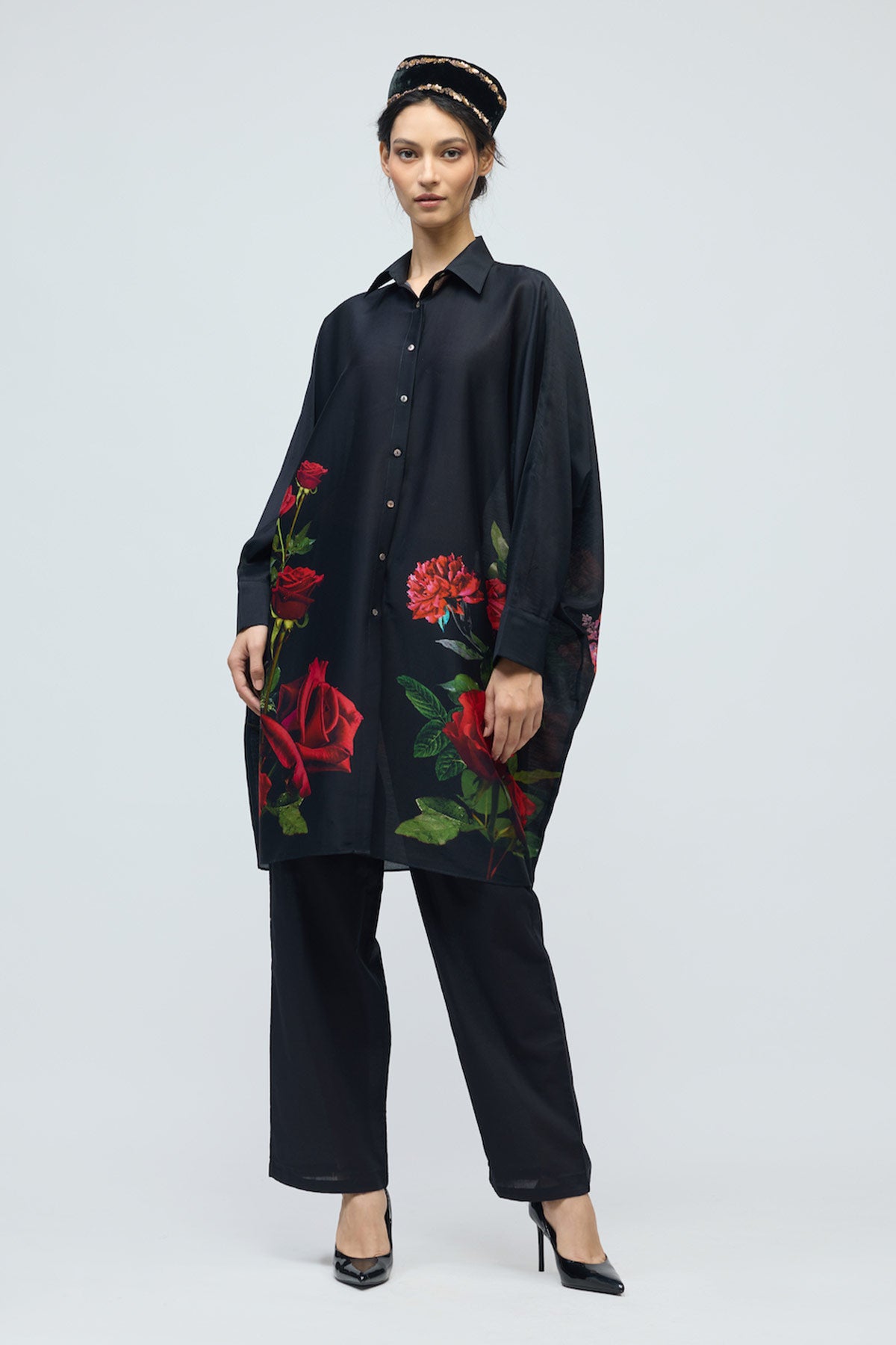 Floral printed Chanderi Tunic