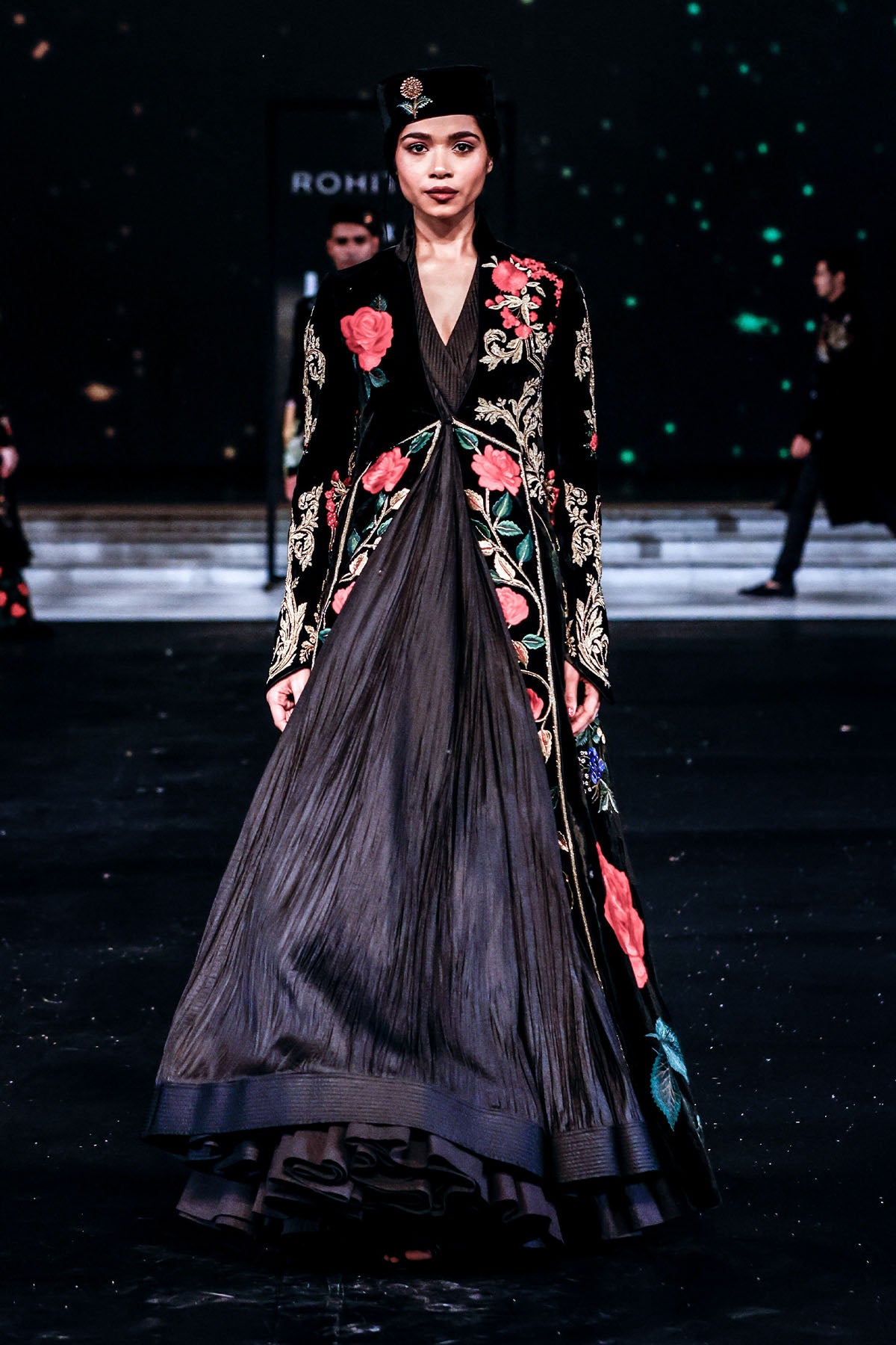 Velvet Silk Long Jacket With Embroidery