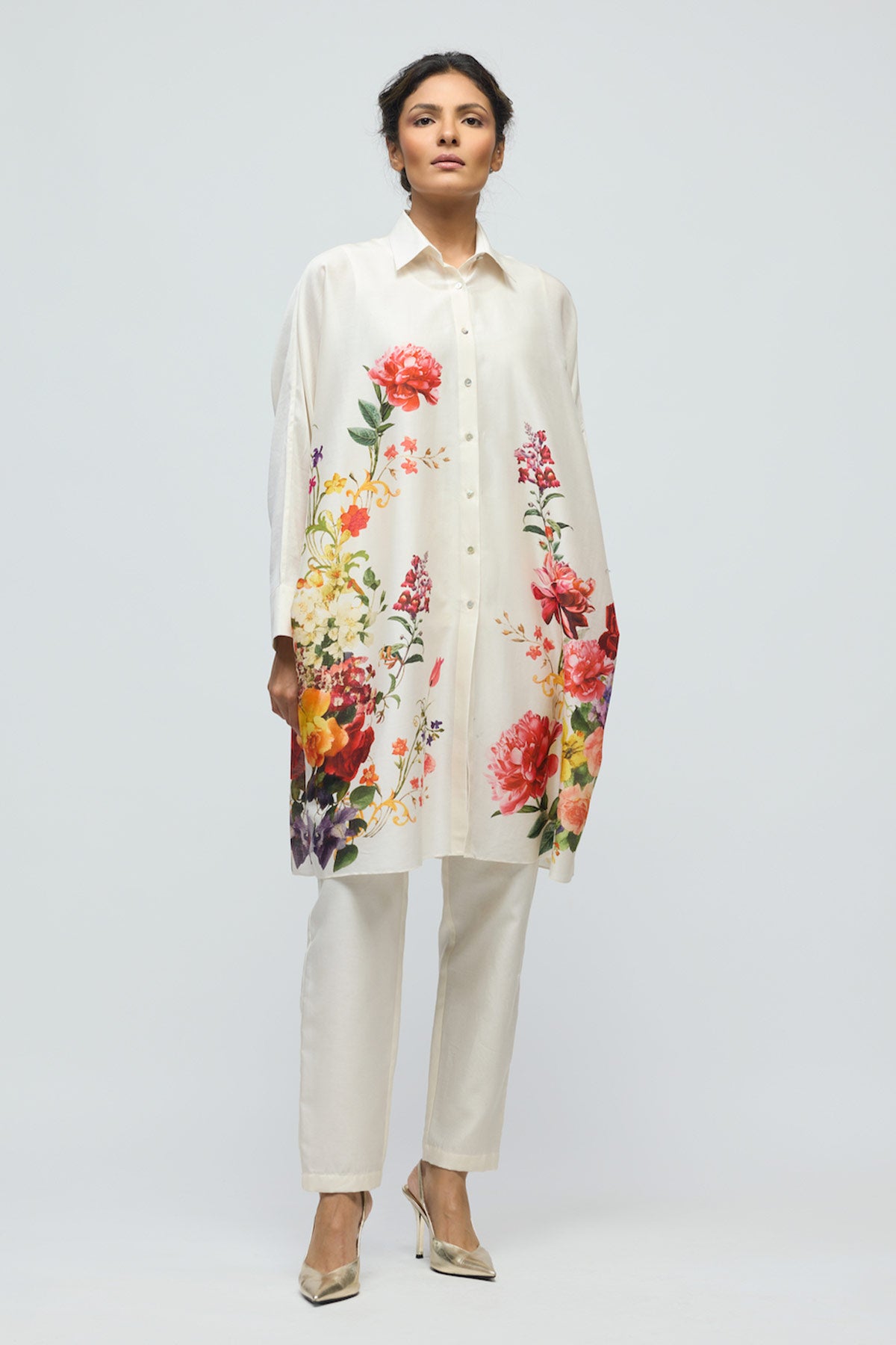 Floral printed Chanderi Tunic