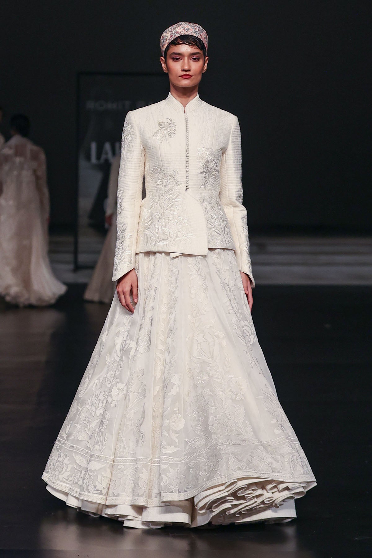 Embroidered Chanderi Anarkali Set With Short Jacket