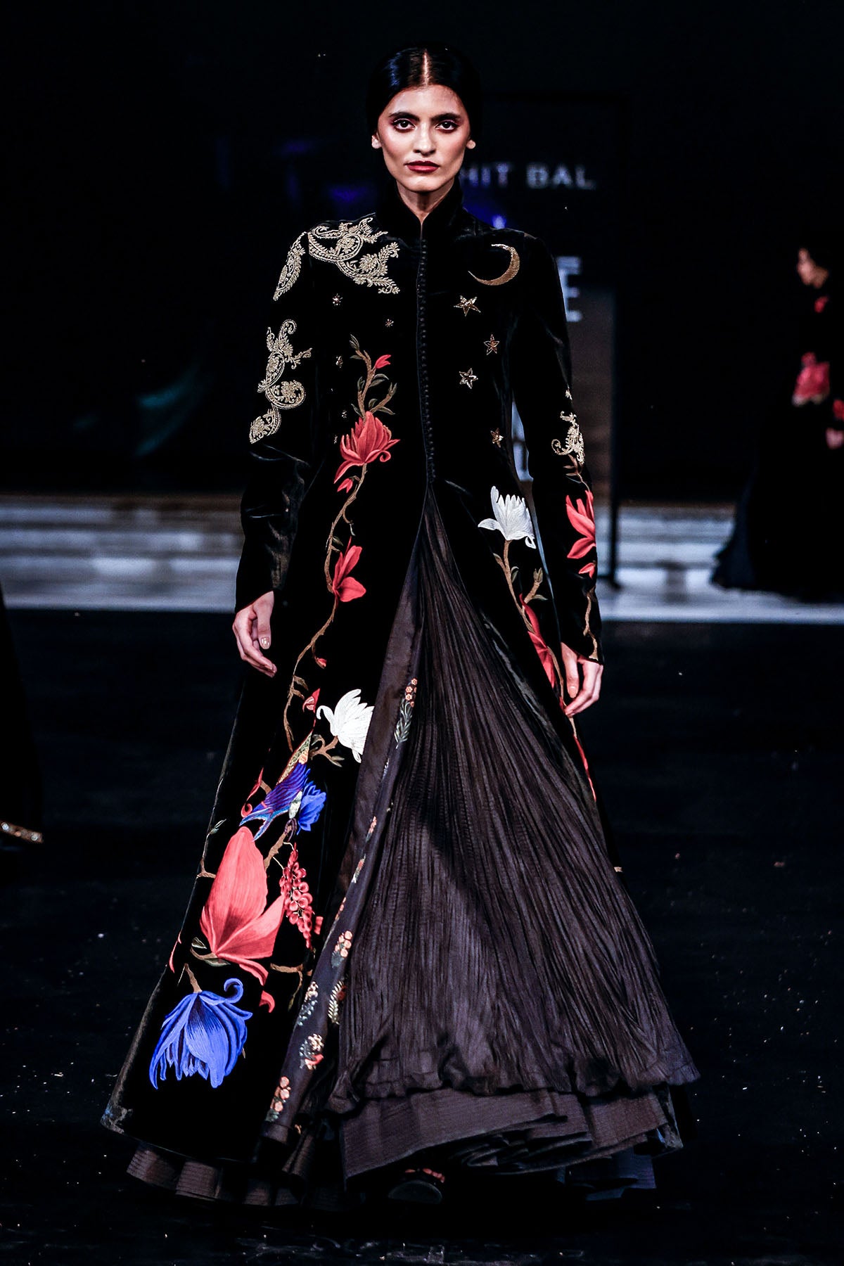 Velvet Long Jacket With Embroidery