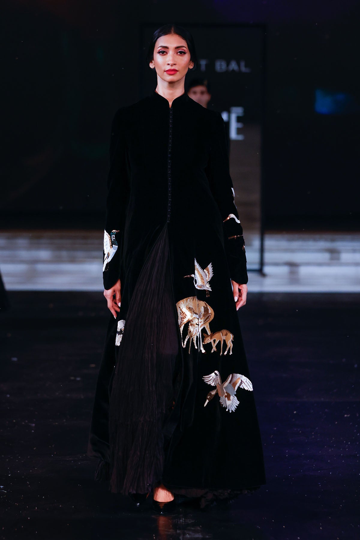 Velvet Long Jacket With Resham Embroidery
