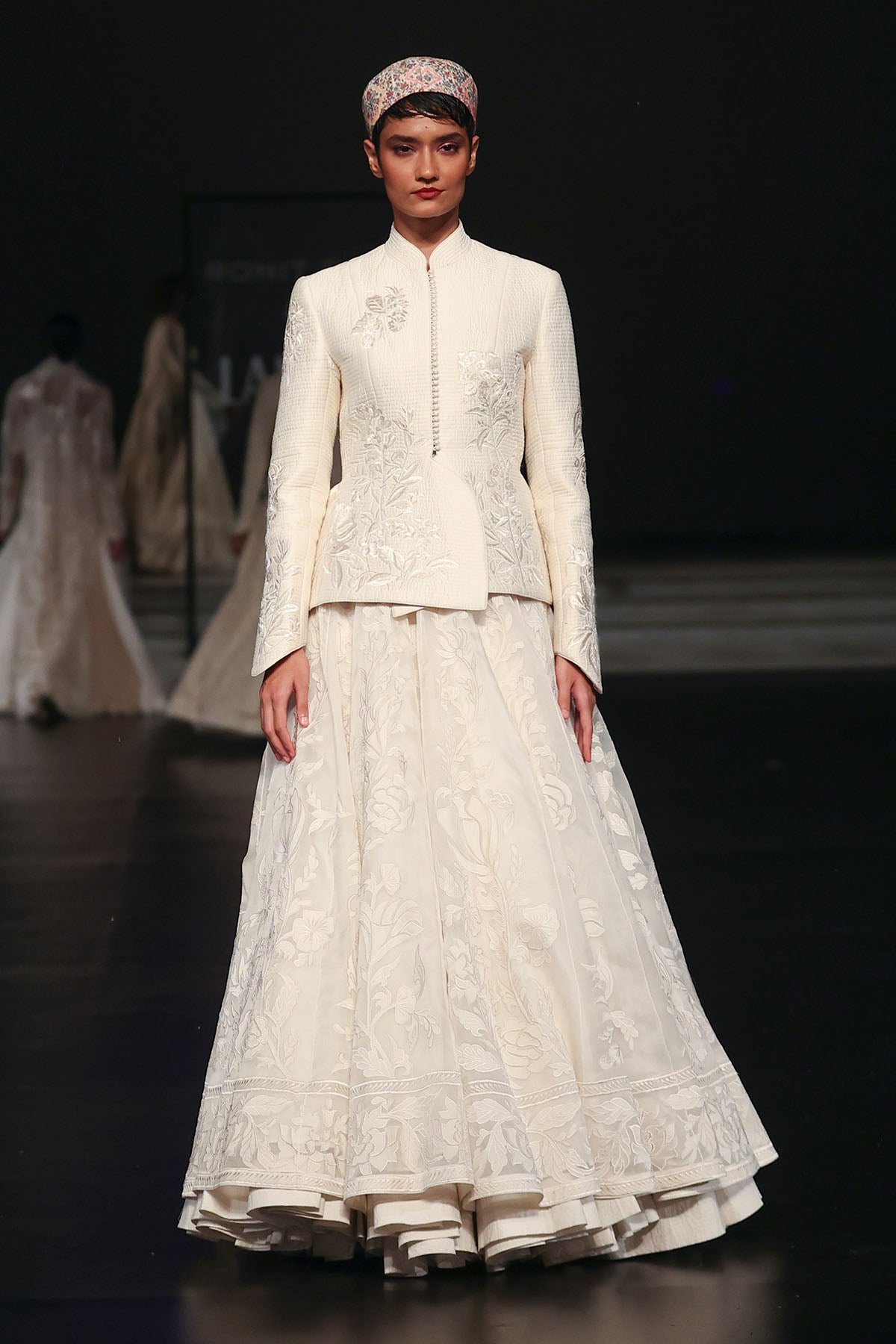 Embroidered Chanderi Anarkali Set With Short Jacket