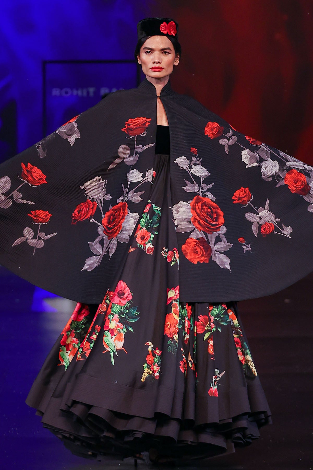 Chanderi Embroidery Floral Print Cape and Anarkali Set