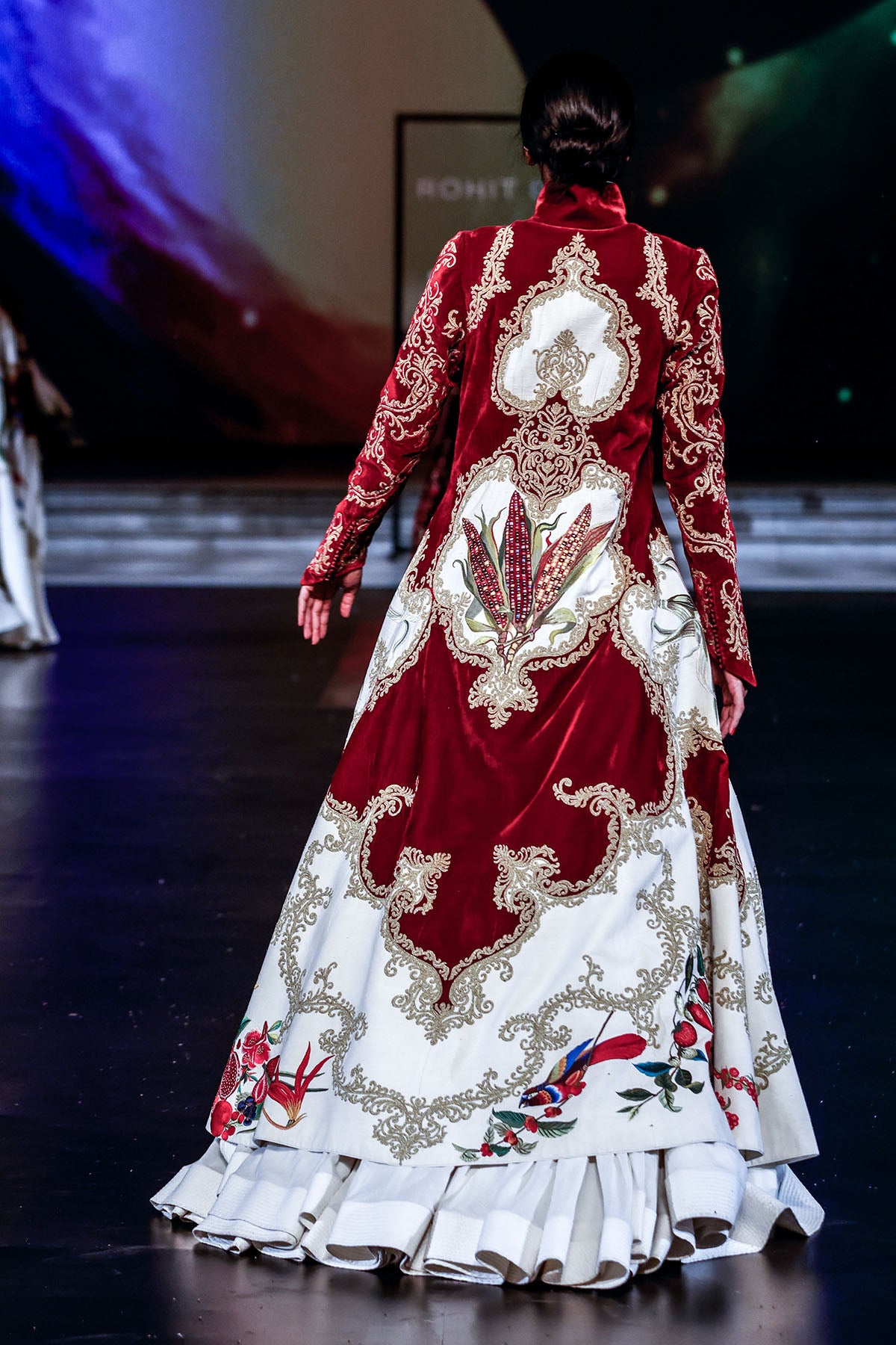 Embroidered Velvet & Matka Silk Longline Jacket