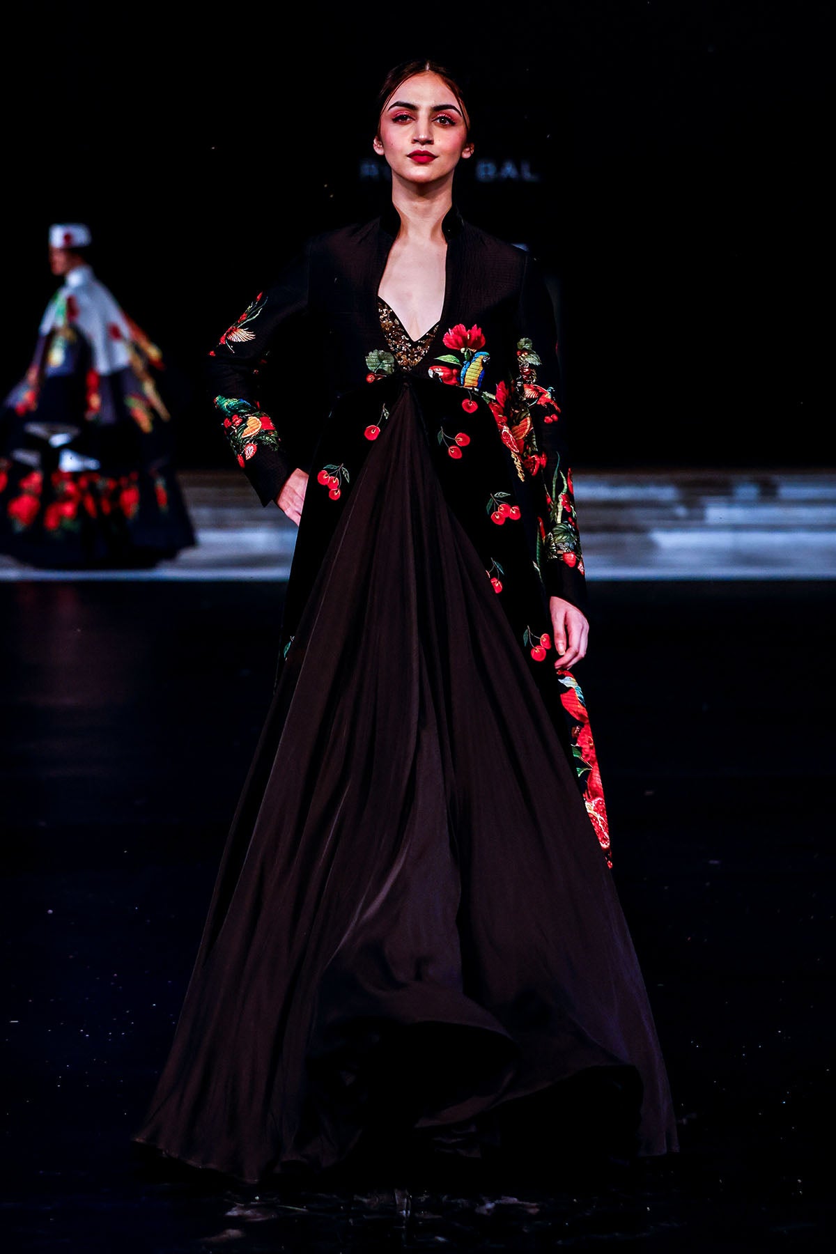 Long Printed Jacket With Inner Anarkali