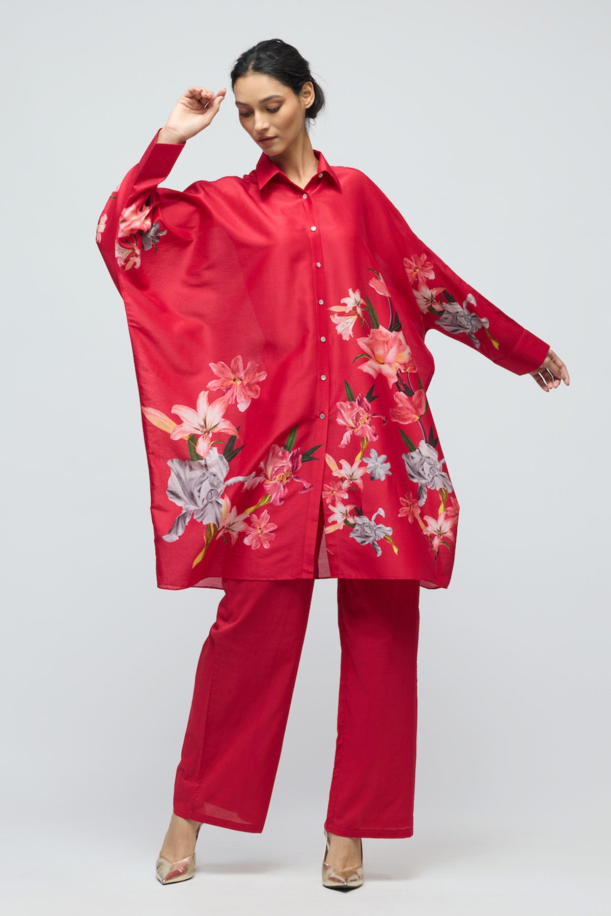 Floral printed Chanderi Tunic