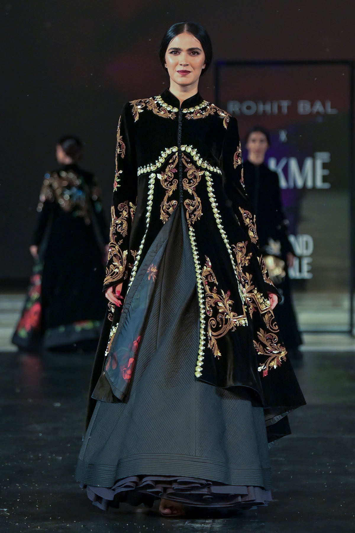 Velvet Long Jacket With Resham Embroidery