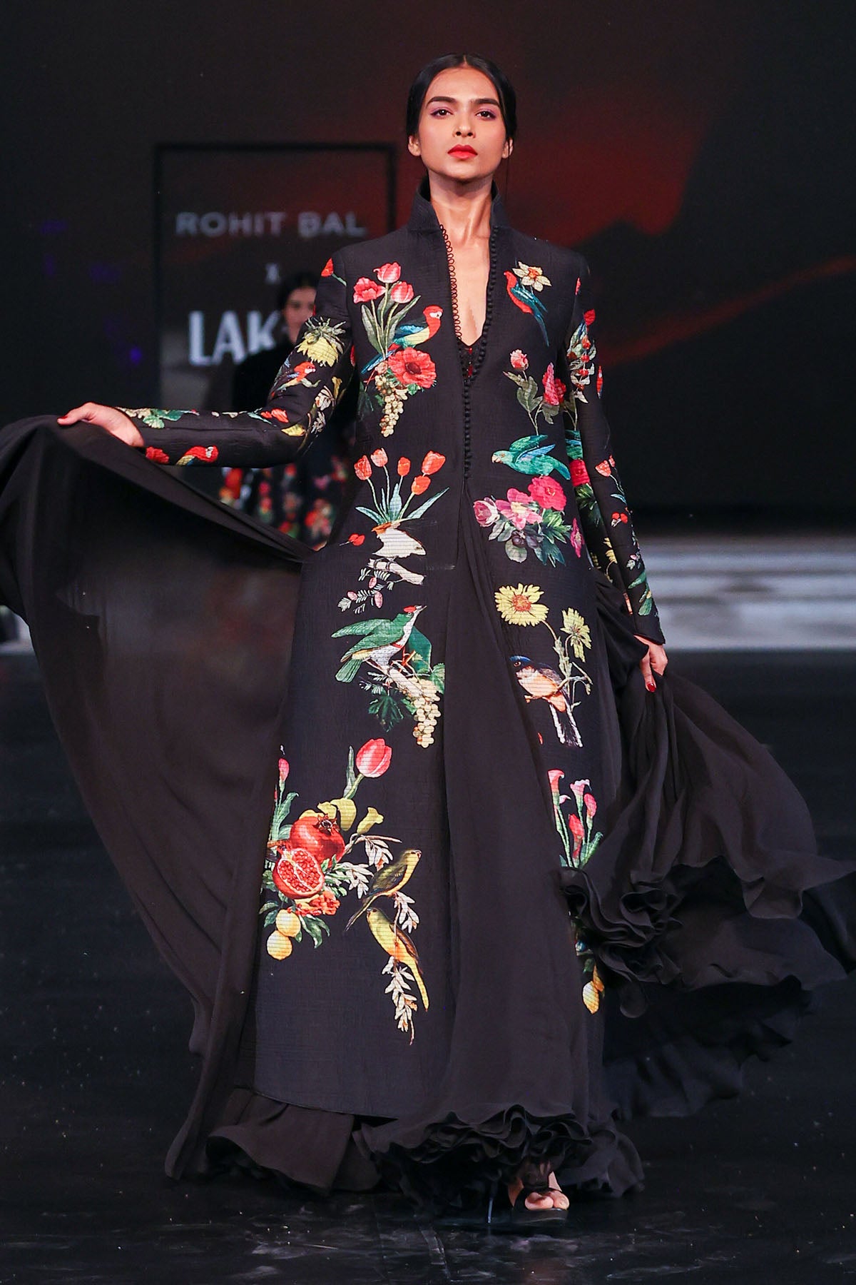 Chiffon Anarkali With Chanderi Long Jacket
