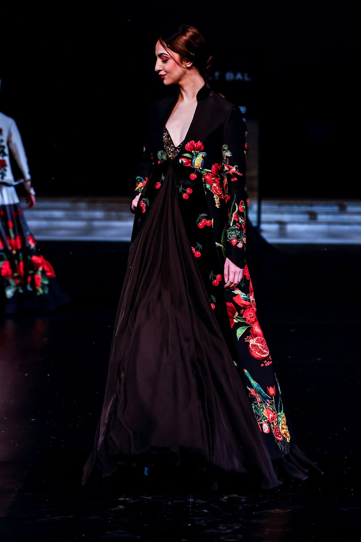 Long Printed Jacket With Inner Anarkali