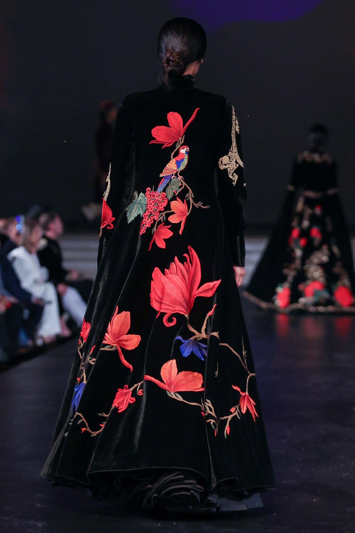 Velvet Long Jacket With Embroidery