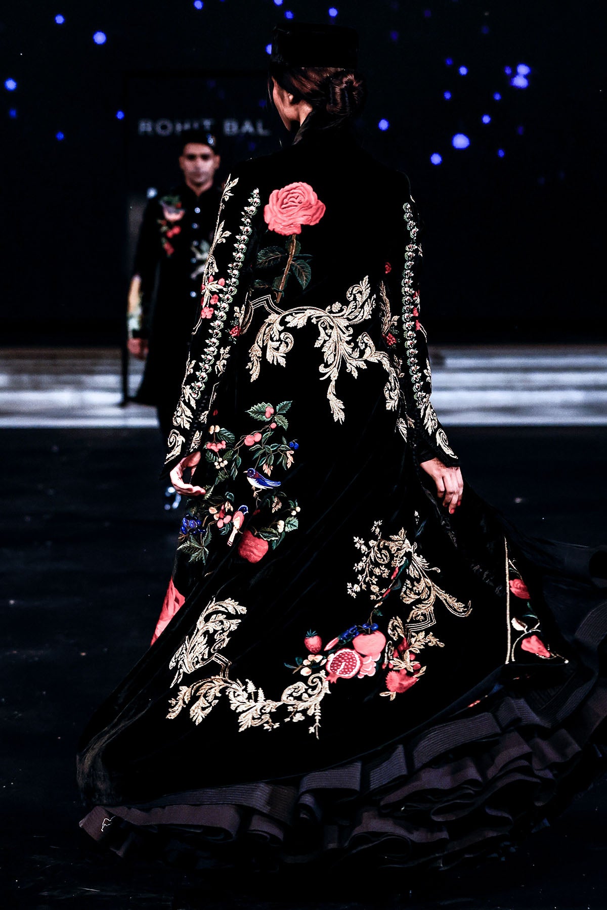 Velvet Silk Long Jacket With Embroidery