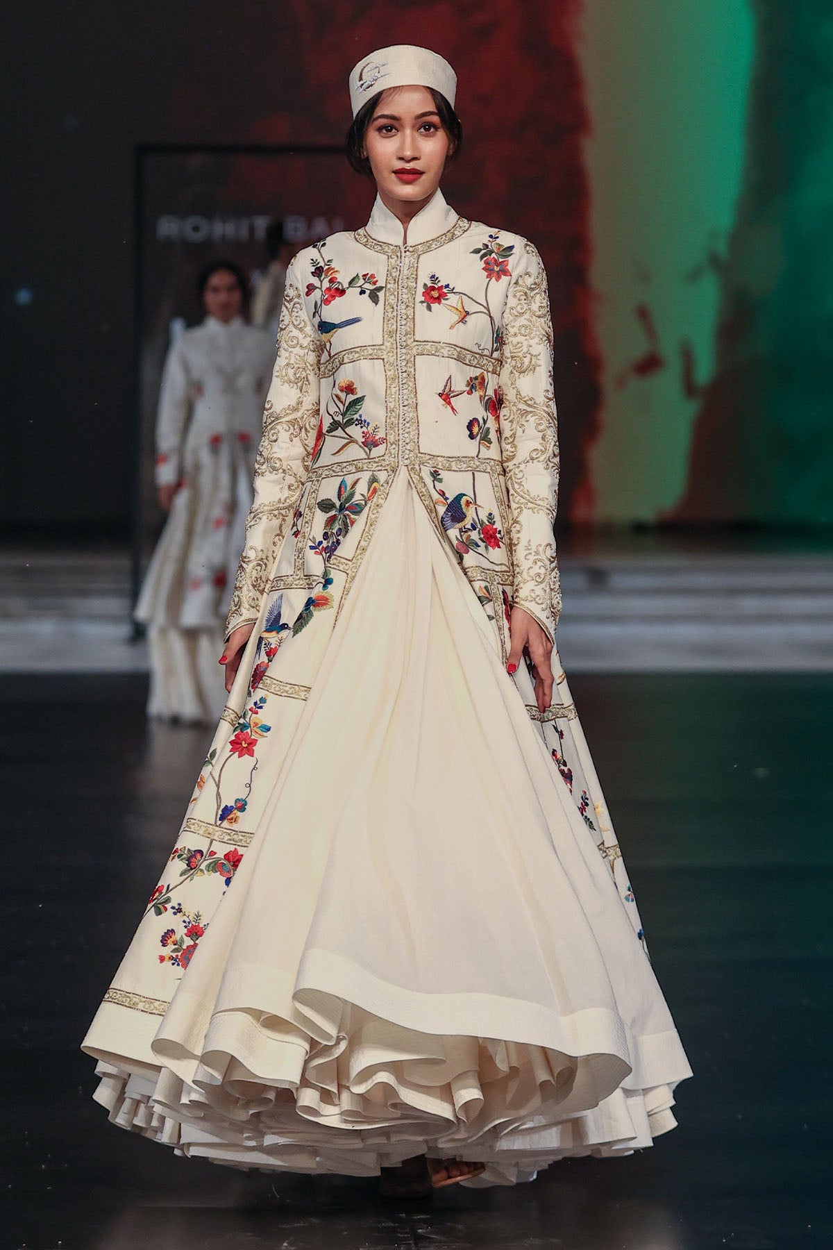 Chanderi Long Jacket With Floral Embroidery