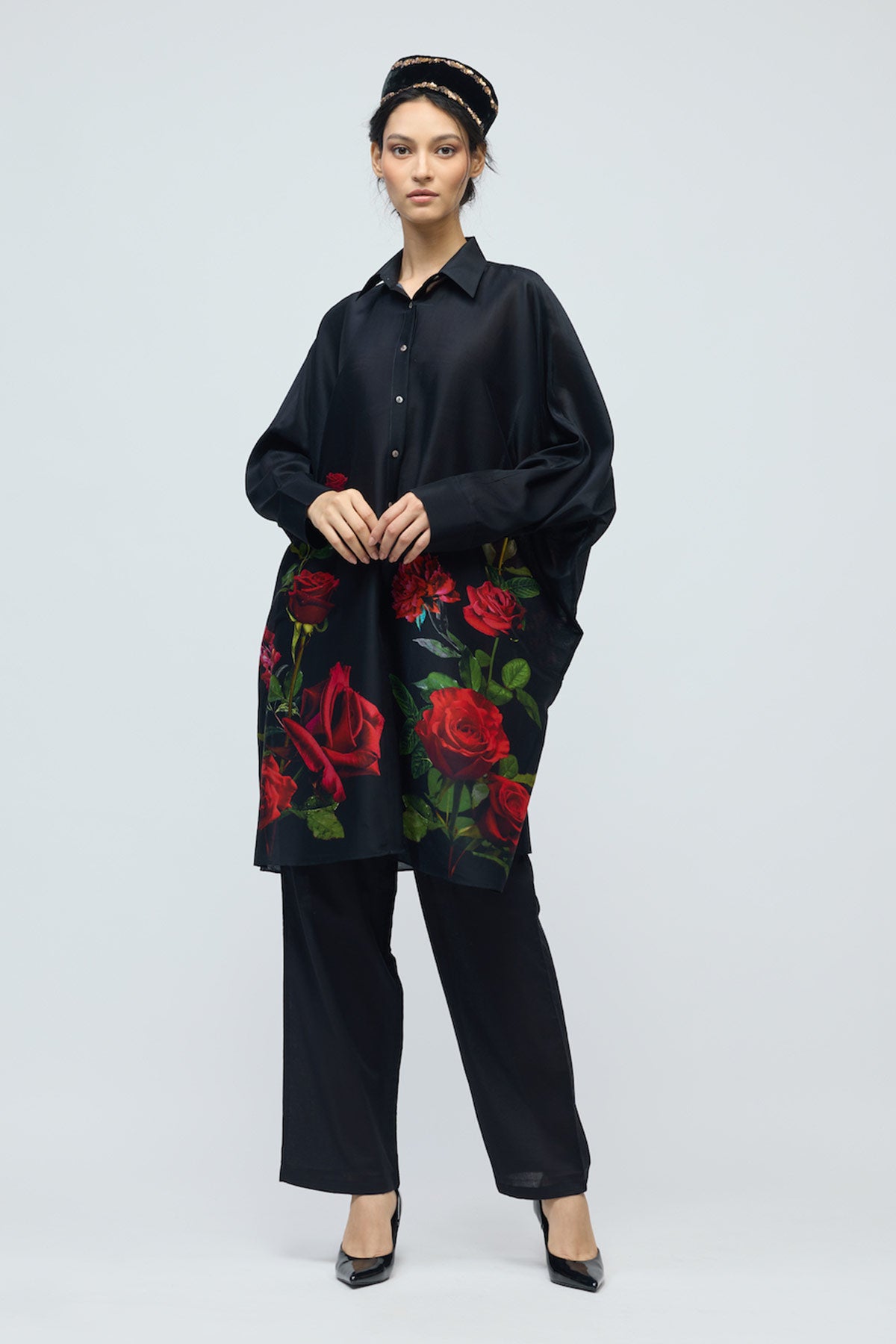 Floral printed Chanderi Tunic