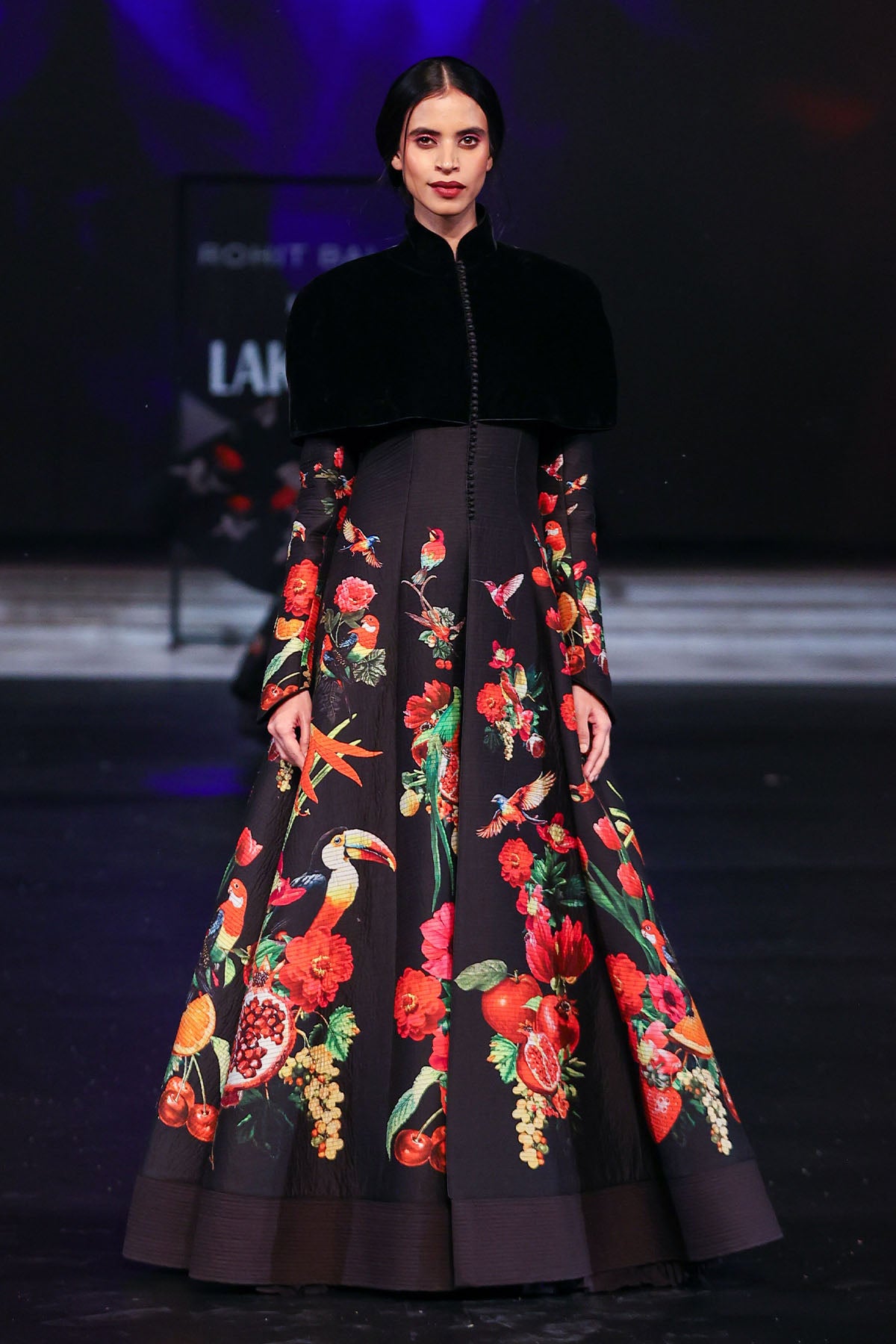 Chanderi Long Jacket with Floral Print Quilted