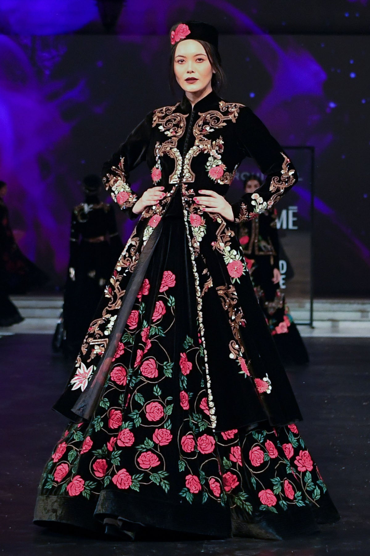 Velvet Silk Long Jacket With Embroidery