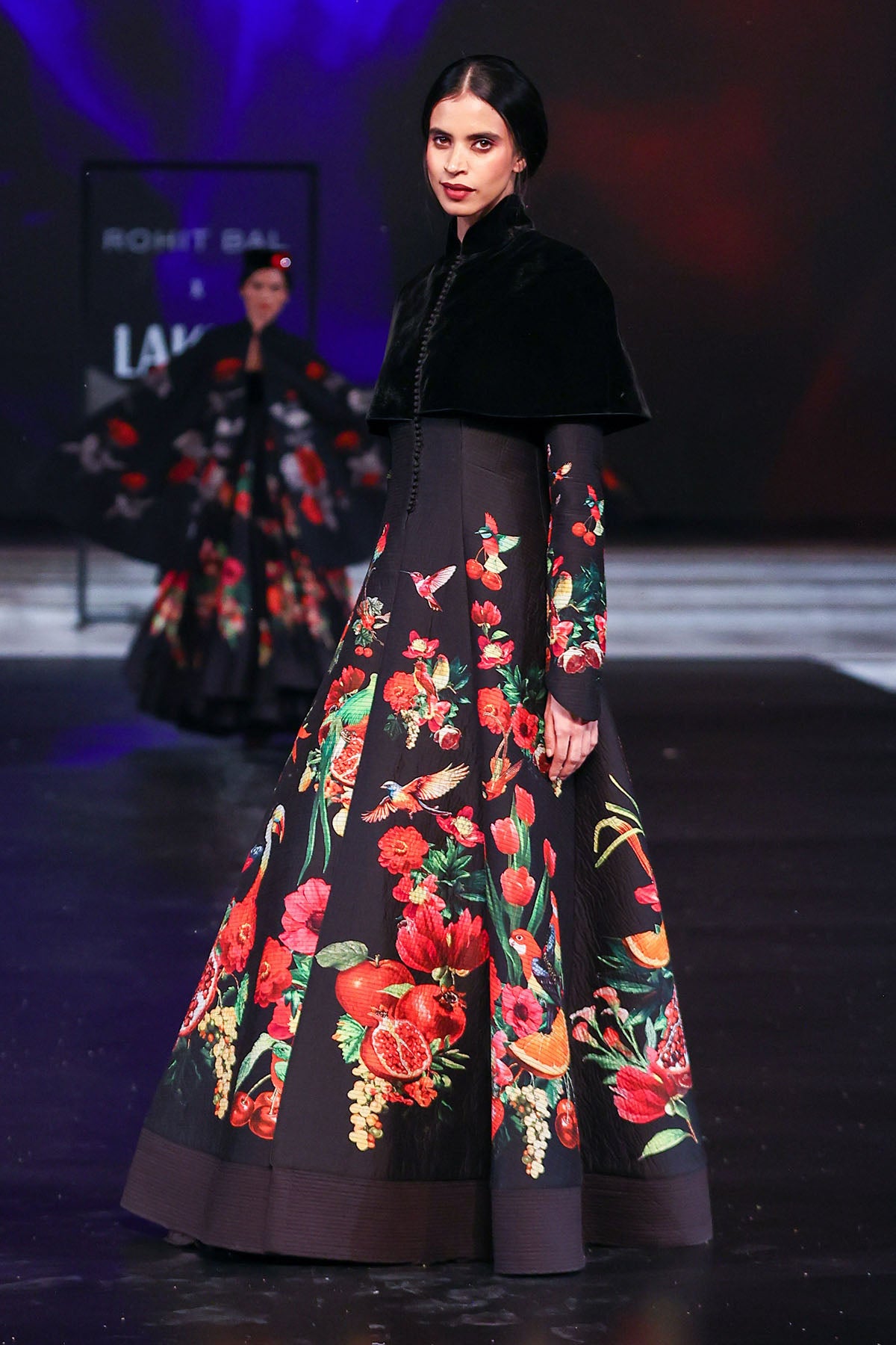 Chanderi Long Jacket with Floral Print Quilted
